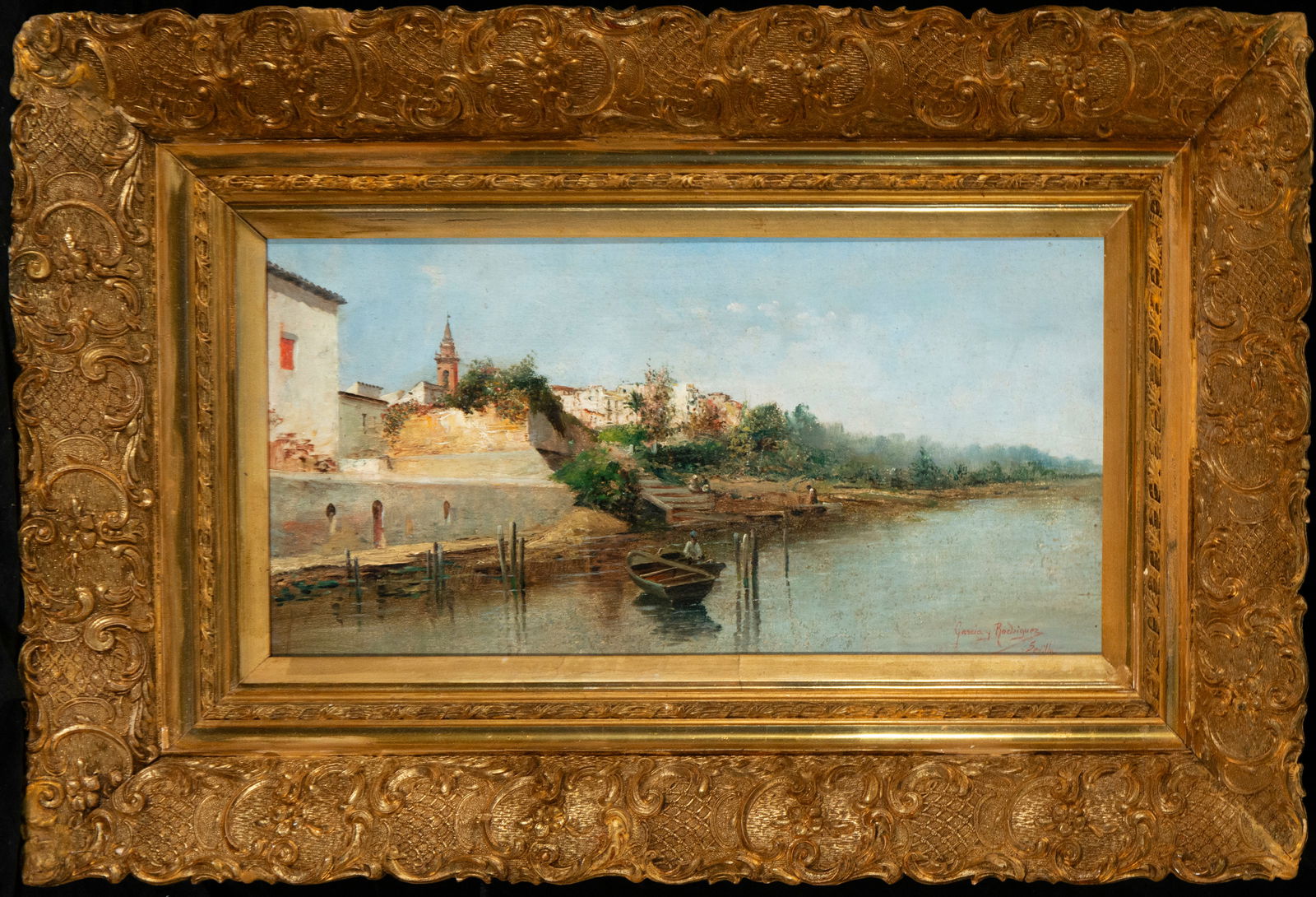 Landscape with river. José García Rodríguez - Sevillian School. 19th century (1 of 4)