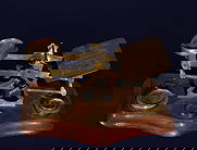 Postal scale with weights. English School. 19th century: Precision scale in brass and wood with original weights. Dimensions not specified. This is a 19th-century English postal scale, used for weighing letters according to rates engraved on a metal plate.