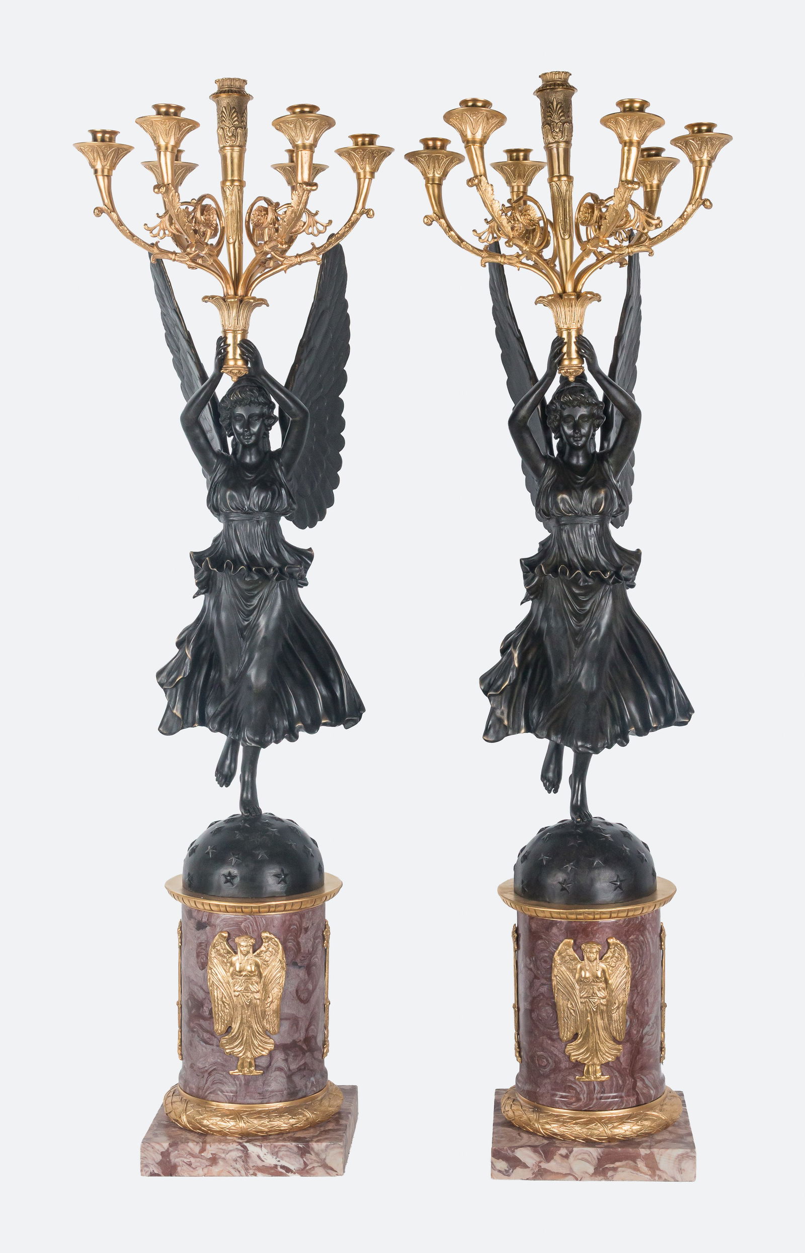 Monumental pair of Empire candelabras, signed Cesaro. French School. 19th century. (1 of 12)