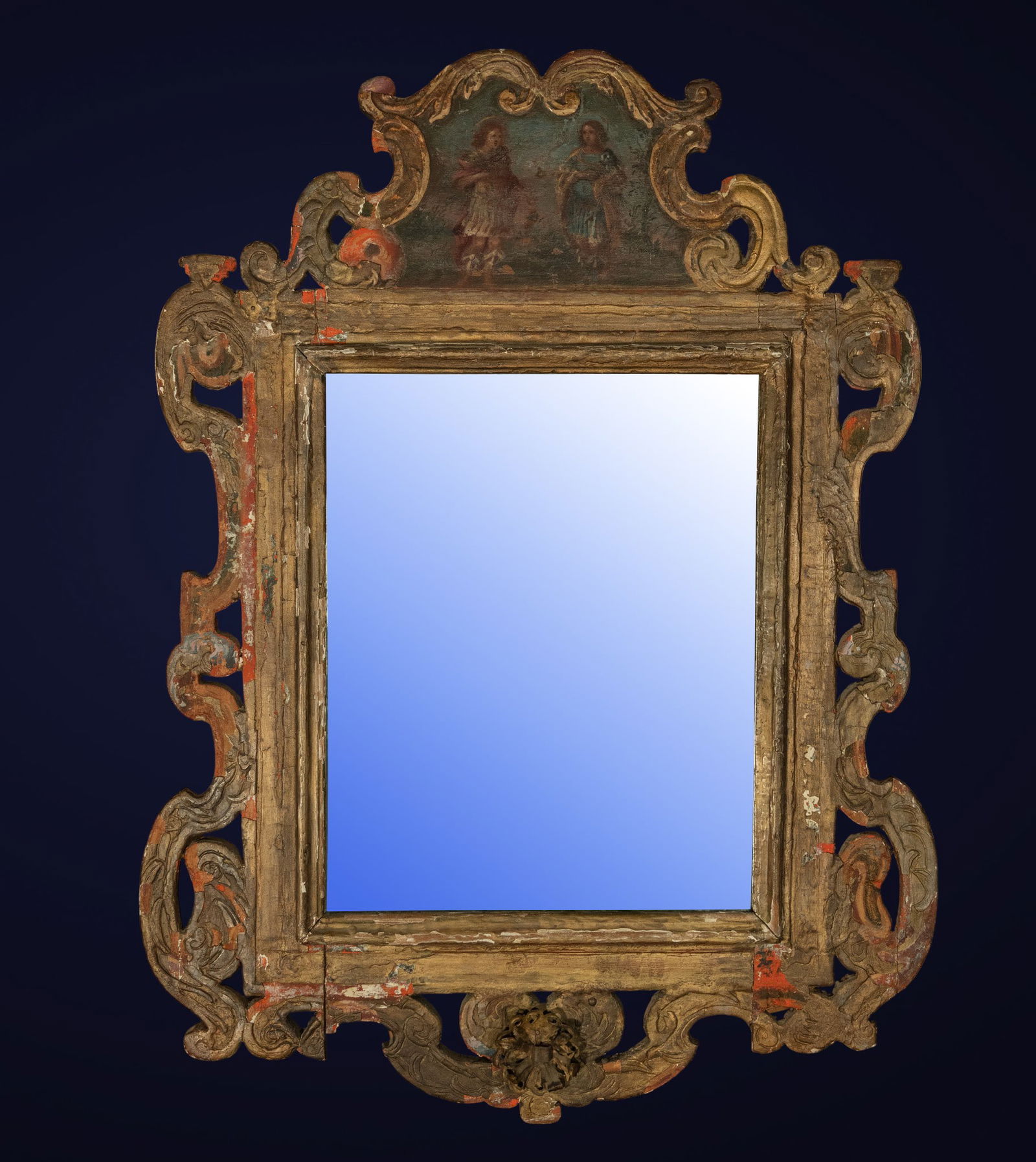 Colonial mirror with religious scene. Viceregal school. 18th Century (1 of 8)