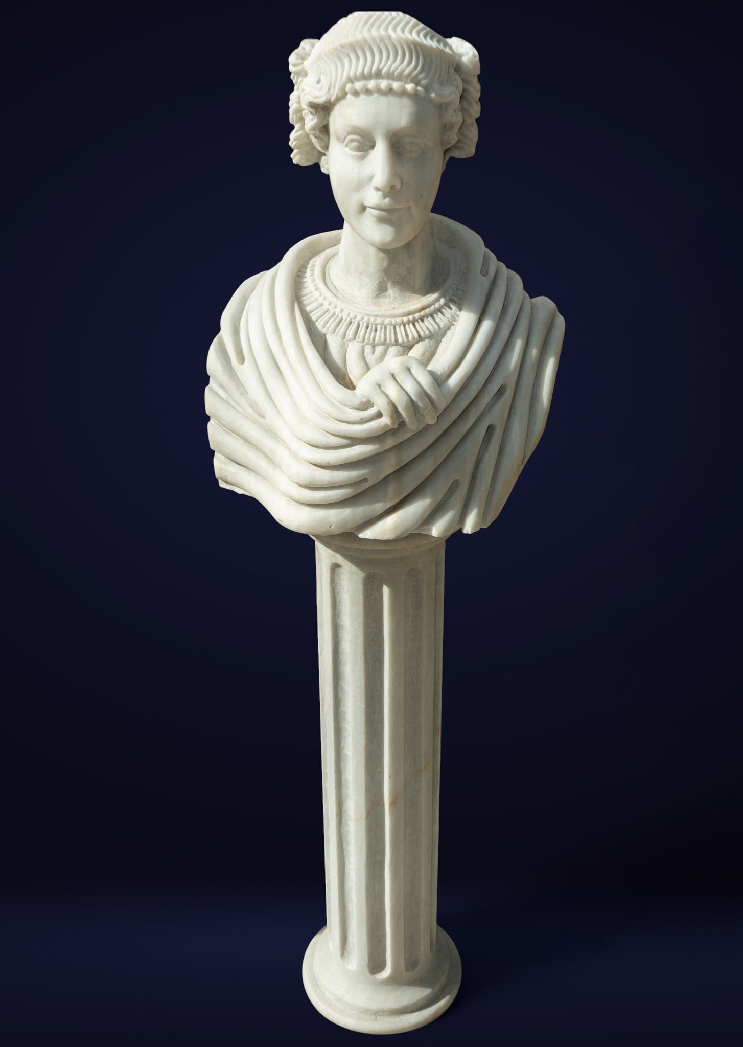 Female bust on a fluted column. Italian school. 19th century. (1 of 6)