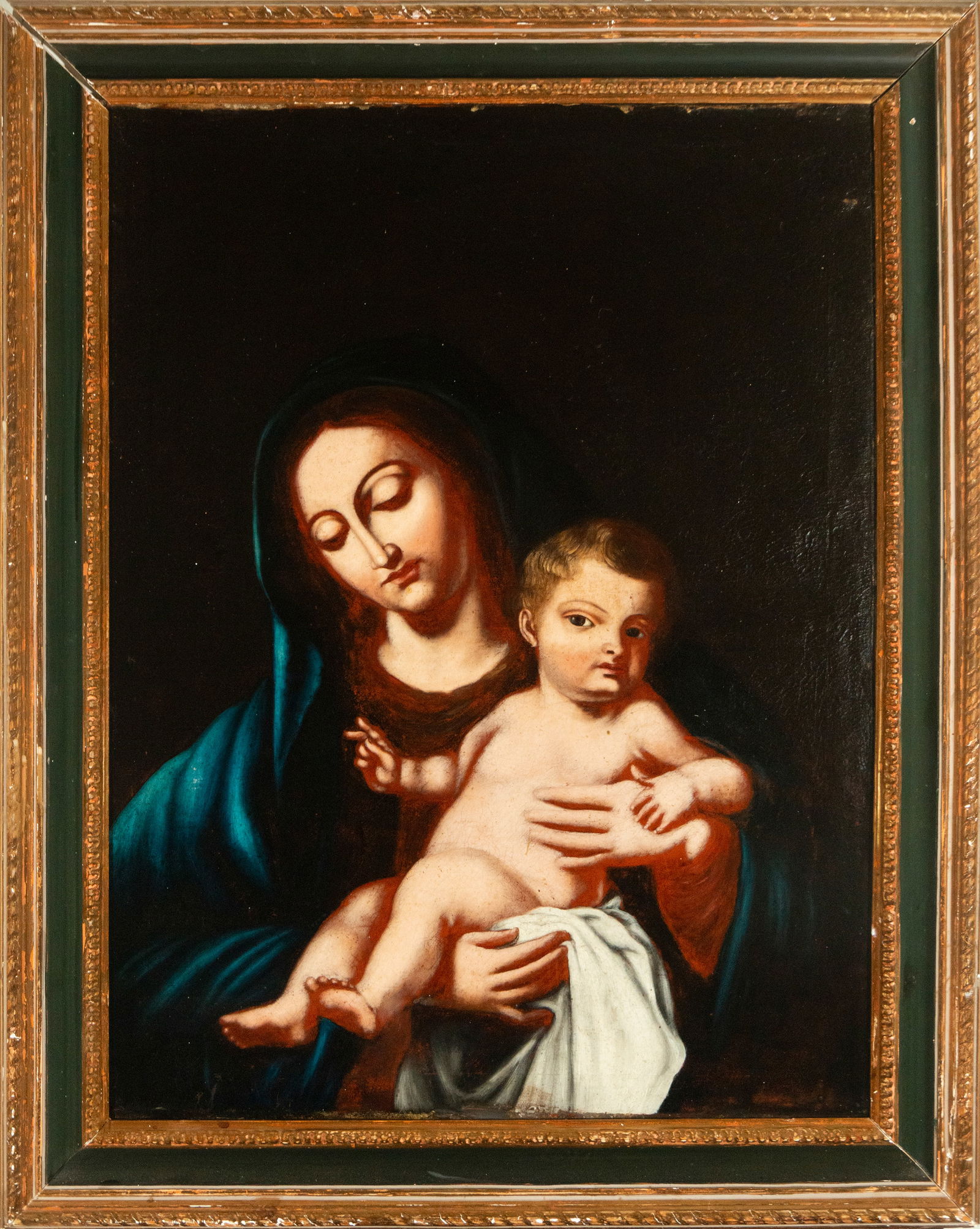 Risueño Manner, José de, oil on canvas of Virgin and Child (1 of 6)