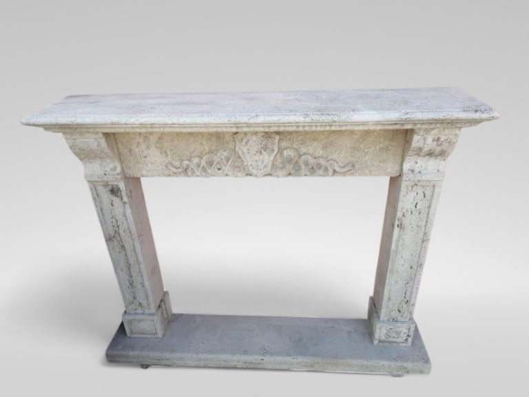 Important Neoclassical Fireplace in Travertine Marble, 19th Century (1 of 6)