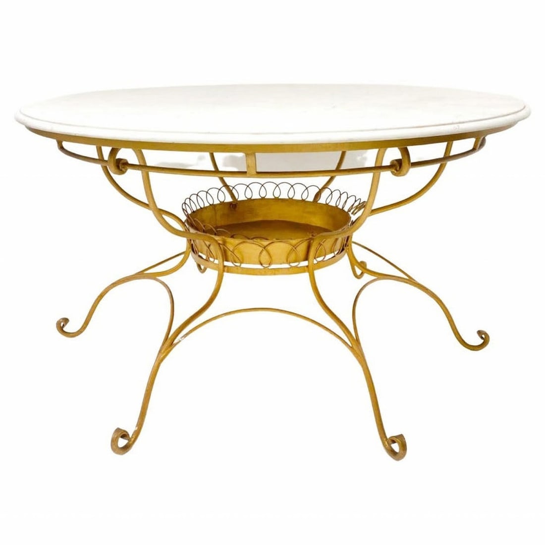 Italian table "Años 40" in golden wrought iron and marble top (1 of 12)