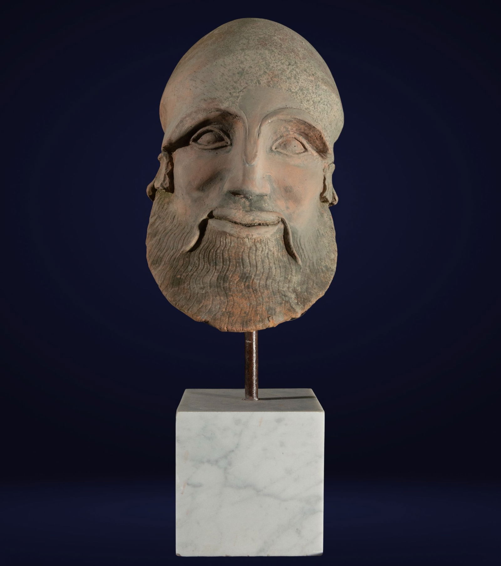 Terracotta head, possibly Greek, with helmet, early 20th century (1 of 6)