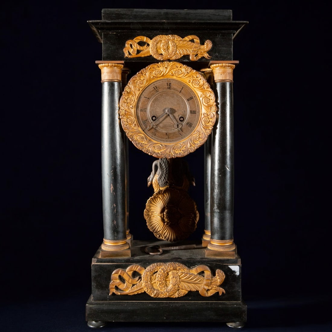 Wooden and bronze clock. France. 19th century (1 of 6)