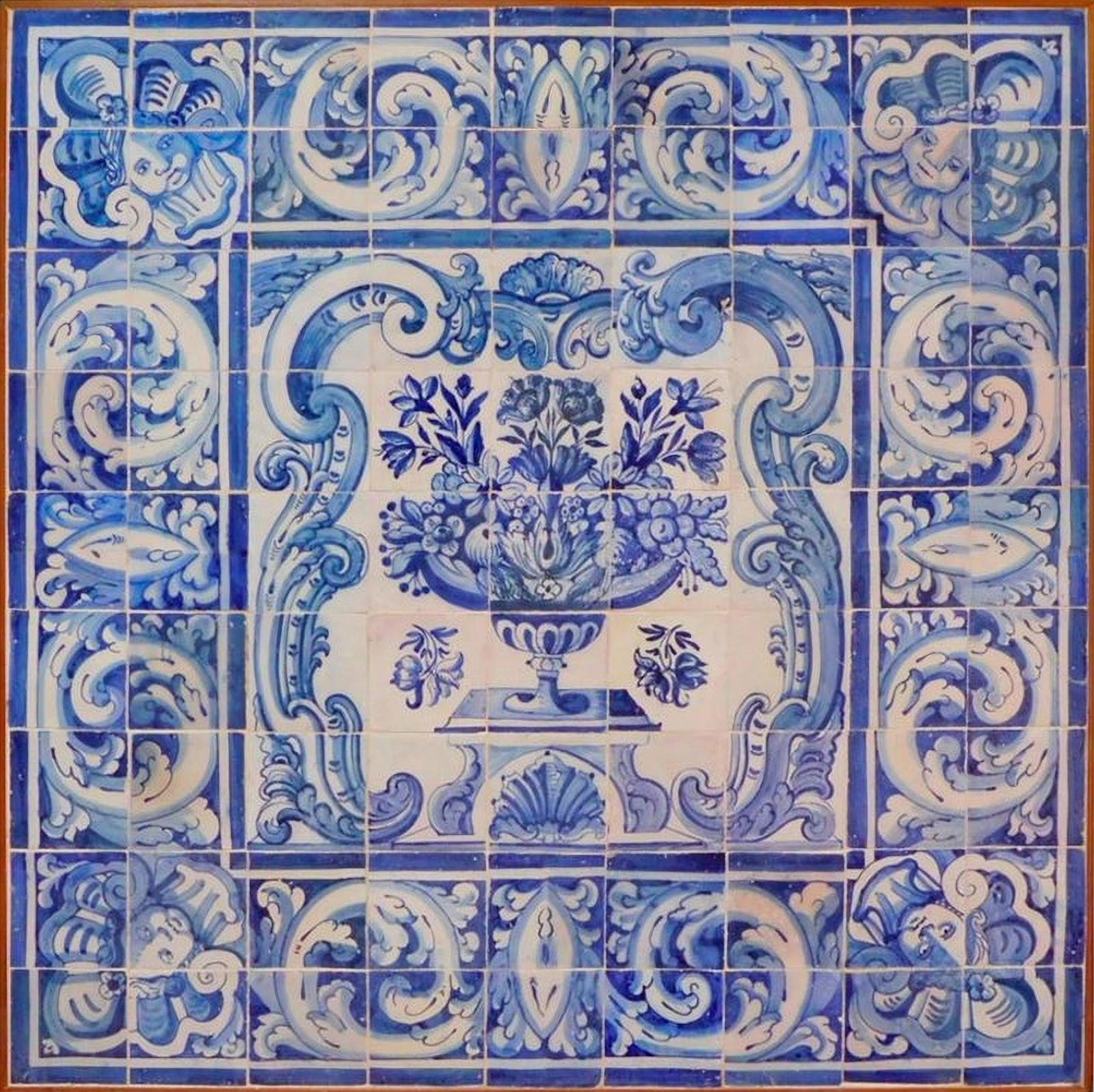 Portuguese tile panel with geometric decoration from the 17th century (1 of 5)