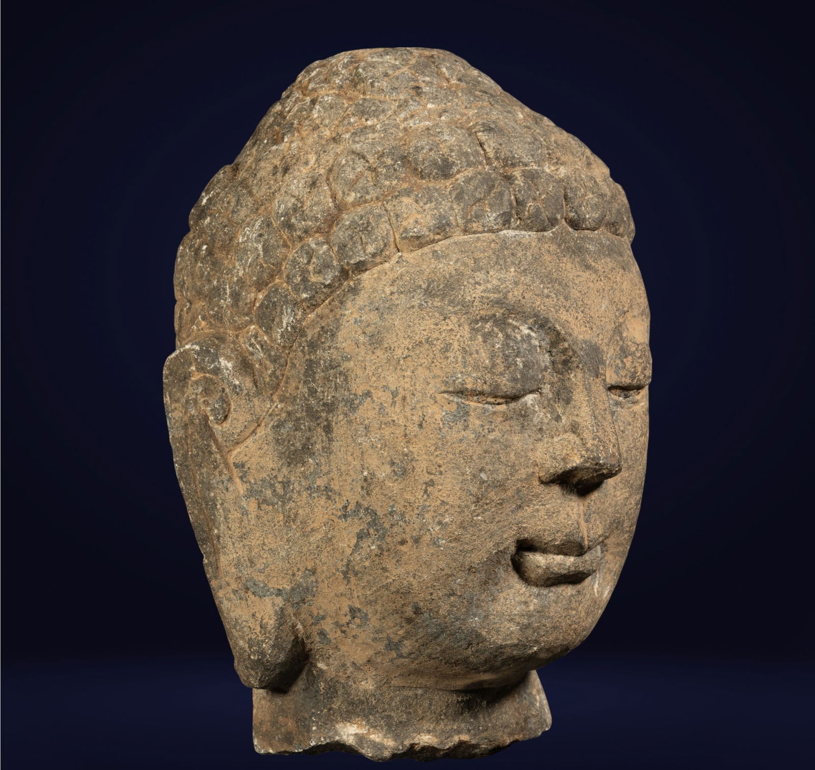 Rare Burmese/Myanmar Buddha Head in Stone, 19th Century (1 of 6)