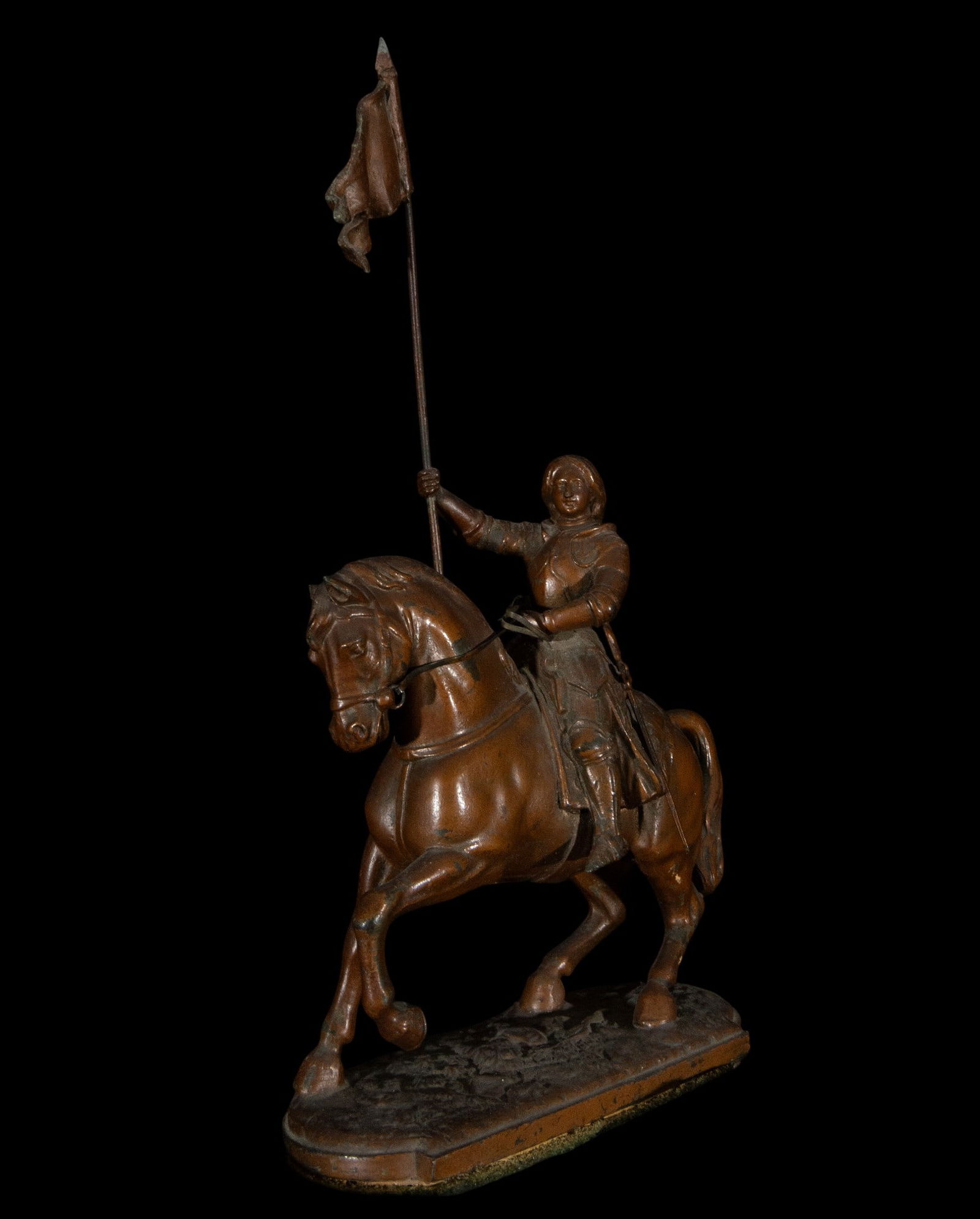 Joan of Arc on horseback in calamine, Spain, 19th century (1 of 3)