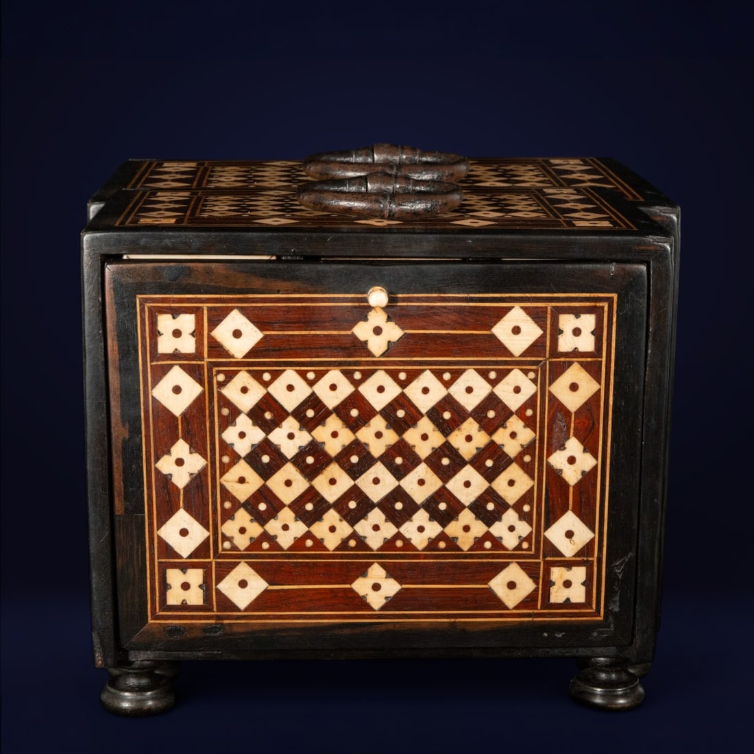 18th-century Indo-Portuguese chest of drawers made of ebony, rosewood, and bone (1 of 6)