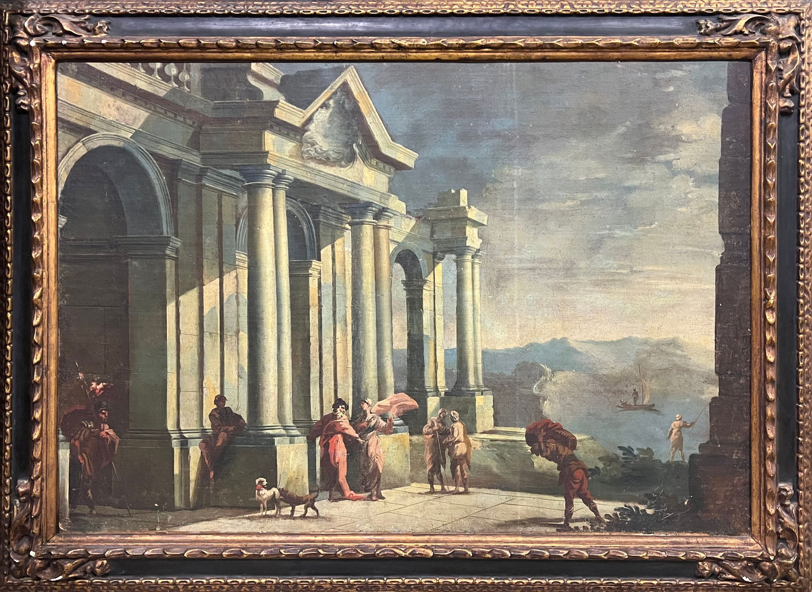 Gennaro Greco (1663-1714) Large and Decorative 17th C Italian Capriccio with Palazzo (1 of 8)