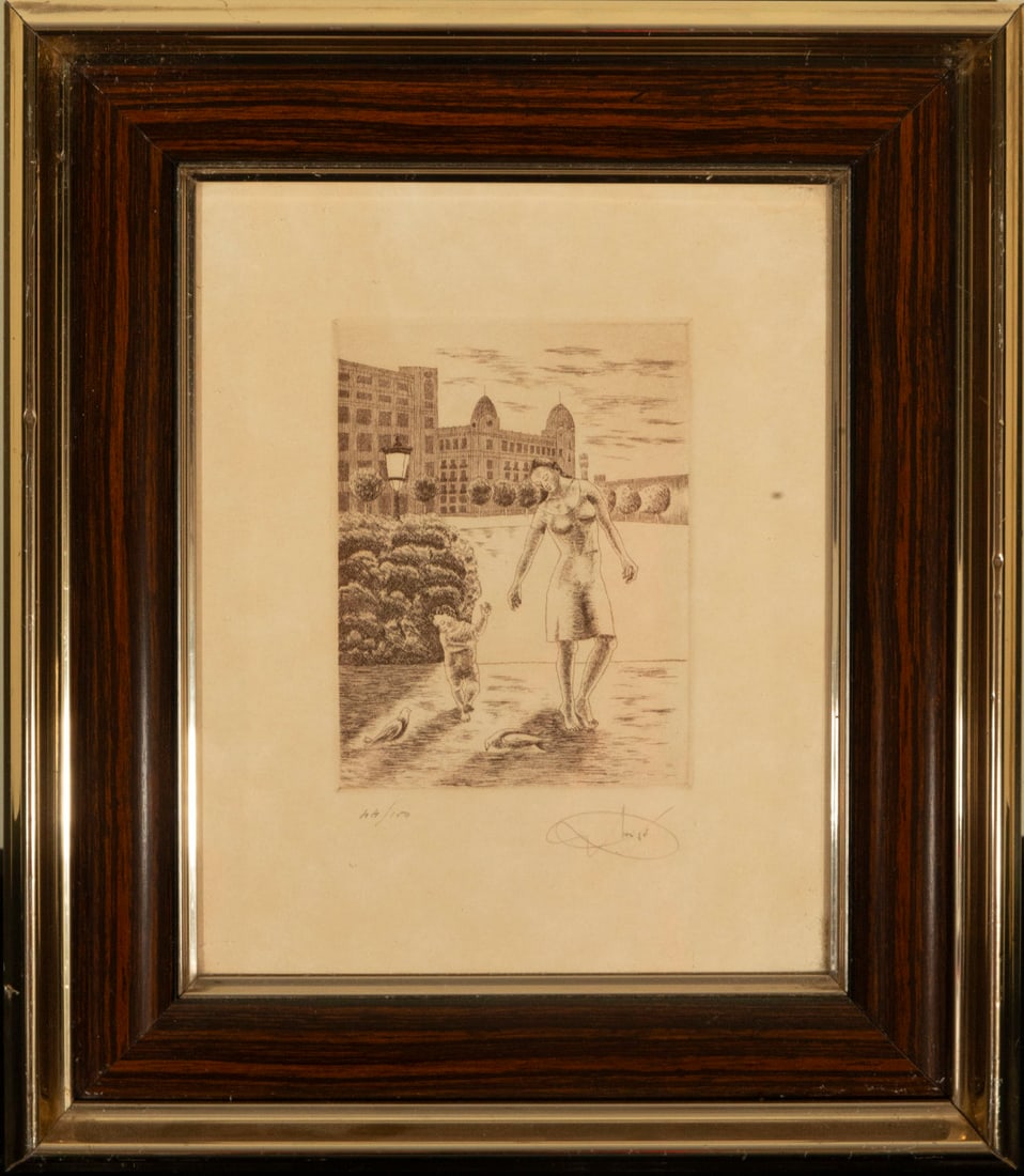 Plaza de Cataluña in Barcelona Lithograph 44/150, modernist school of the early 20th century, (1 of 8)