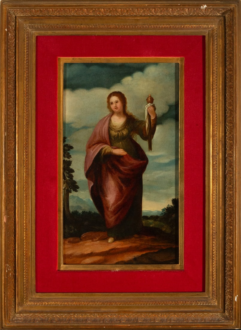 Goddess Juno on panel, 17th century Flemish school (1 of 16)