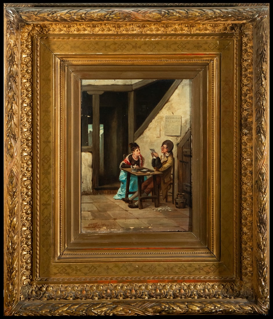 Reading the Madrid Mail, Ortego y Vereda, Francisco (1833 - Bois de Colombes, Paris, 1881) (1 of 16)