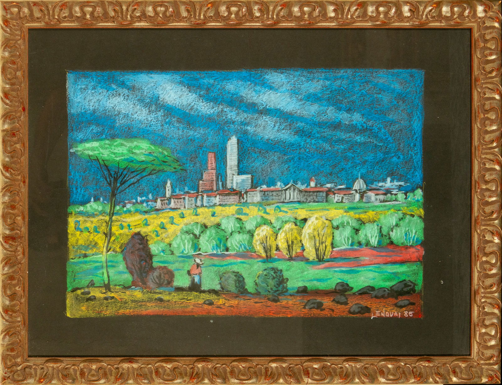 Urban view from the river. Signed L. Novai. Spanish School. 20th century. (1 of 4)