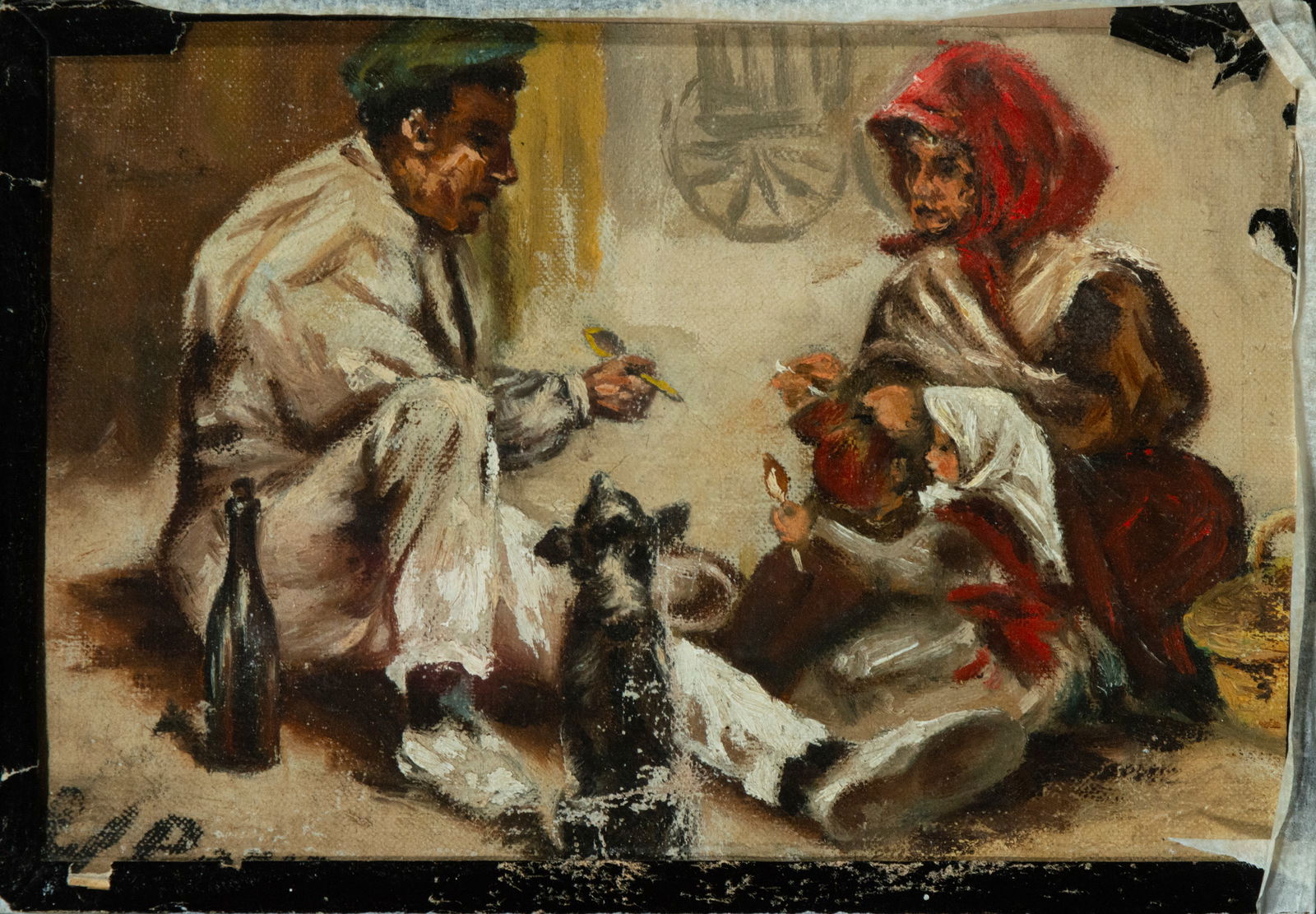 The Soup Dumpling, remains of signature, (Spanish School, around 1900): Oil on canvas, Measurements 19 x 13 cm