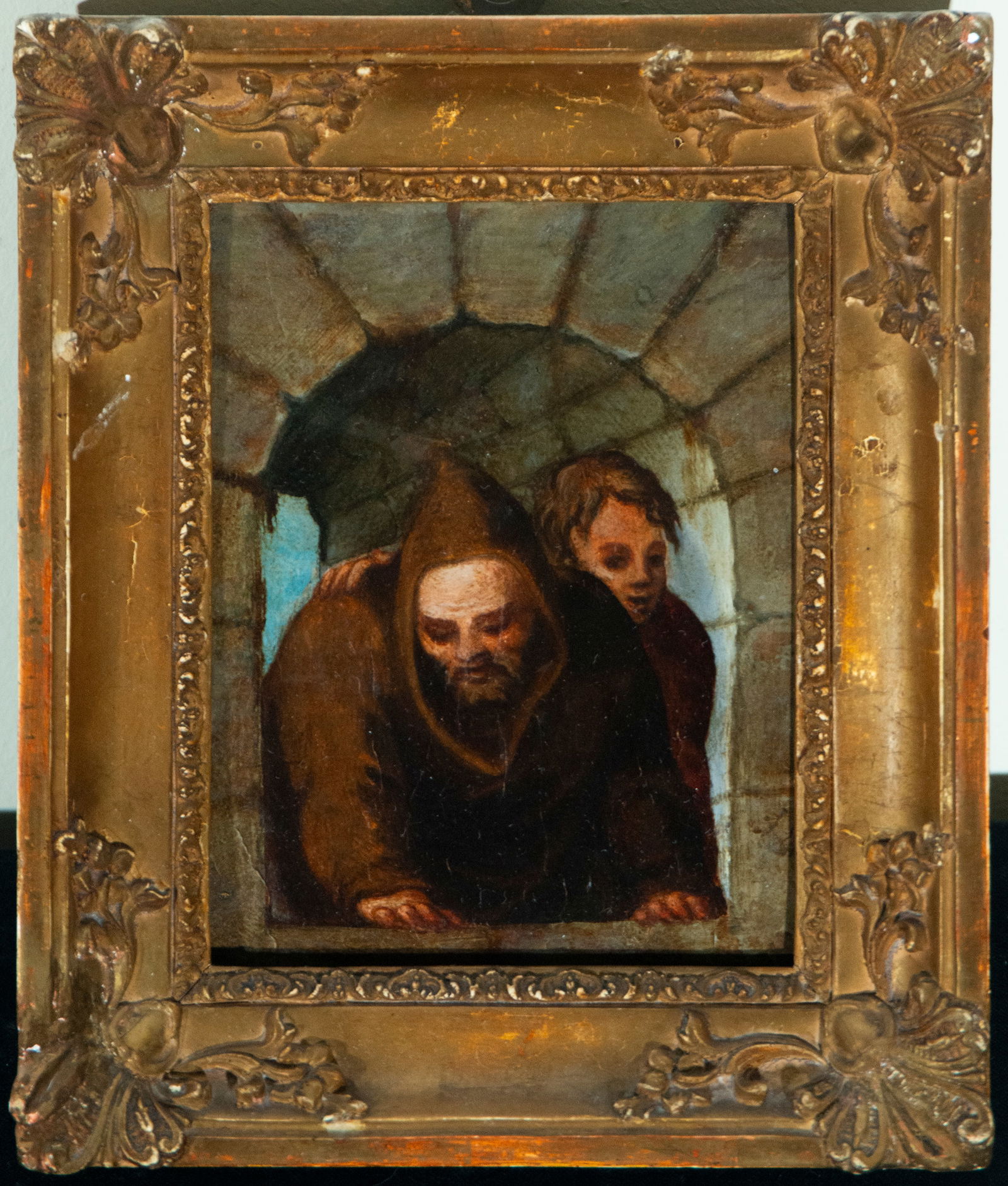 Dutch School, 17th century, Franciscan friars leaning out, oil on panel (1 of 4)