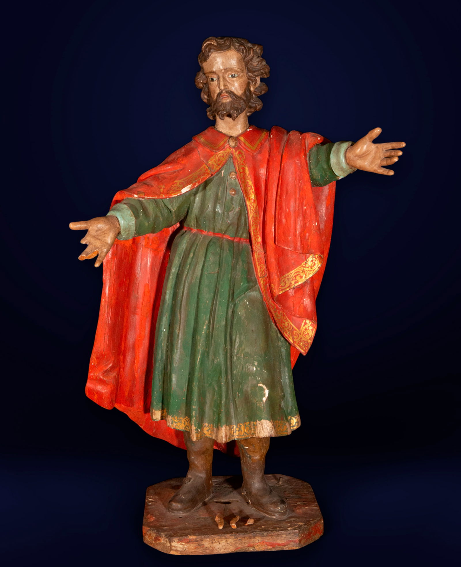 Castilian School, 17th century, Santiago, carved, polychrome and gilded wood with glass paste eyes (1 of 9)