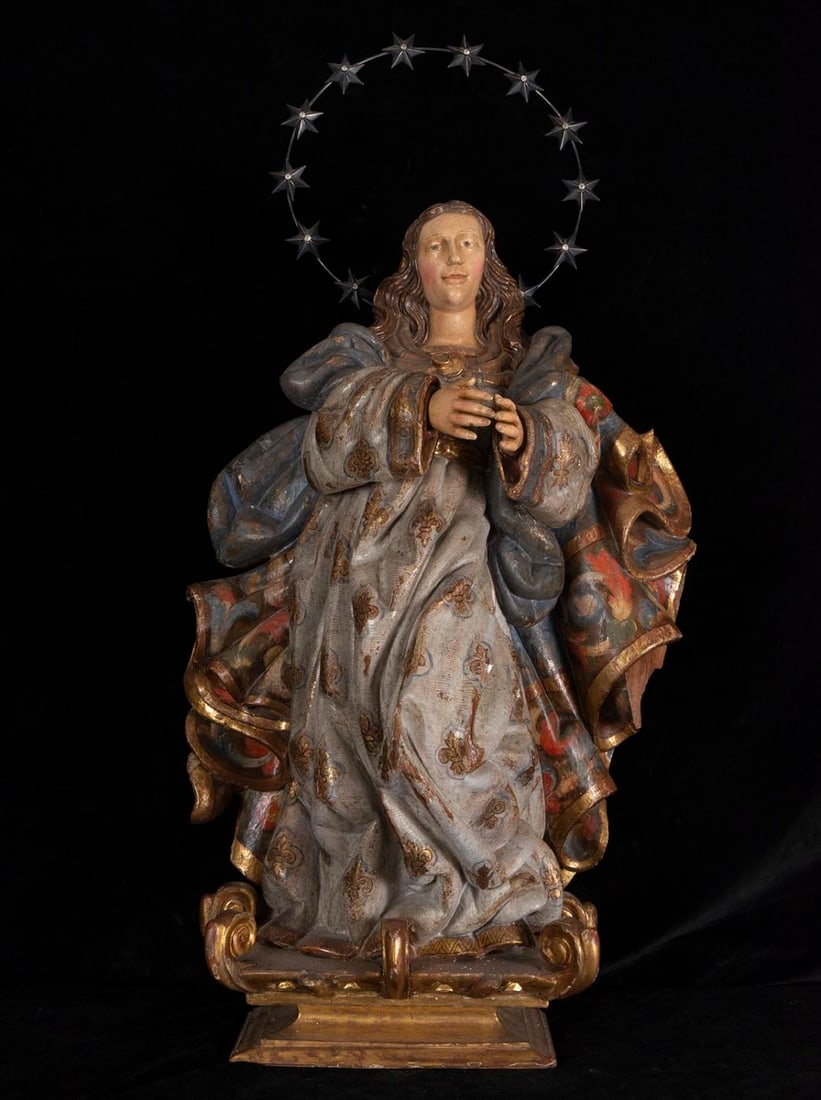 Large Portuguese Baroque Immaculate Virgin without Crown. 18th-century Portuguese school (1 of 12)