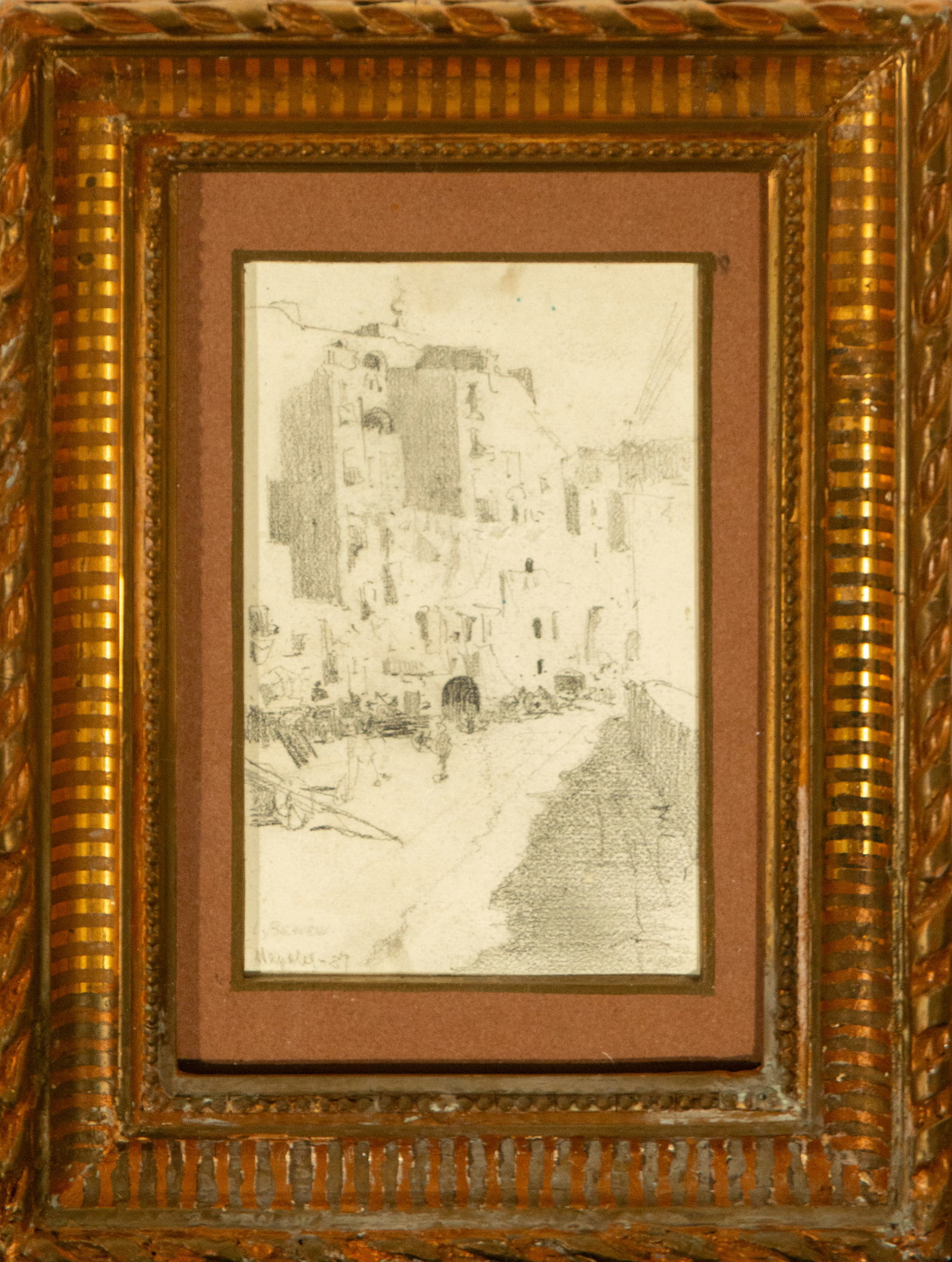 Laureà Barrau Buñol, View of Naples, 1887, graphite on paper (1 of 4)