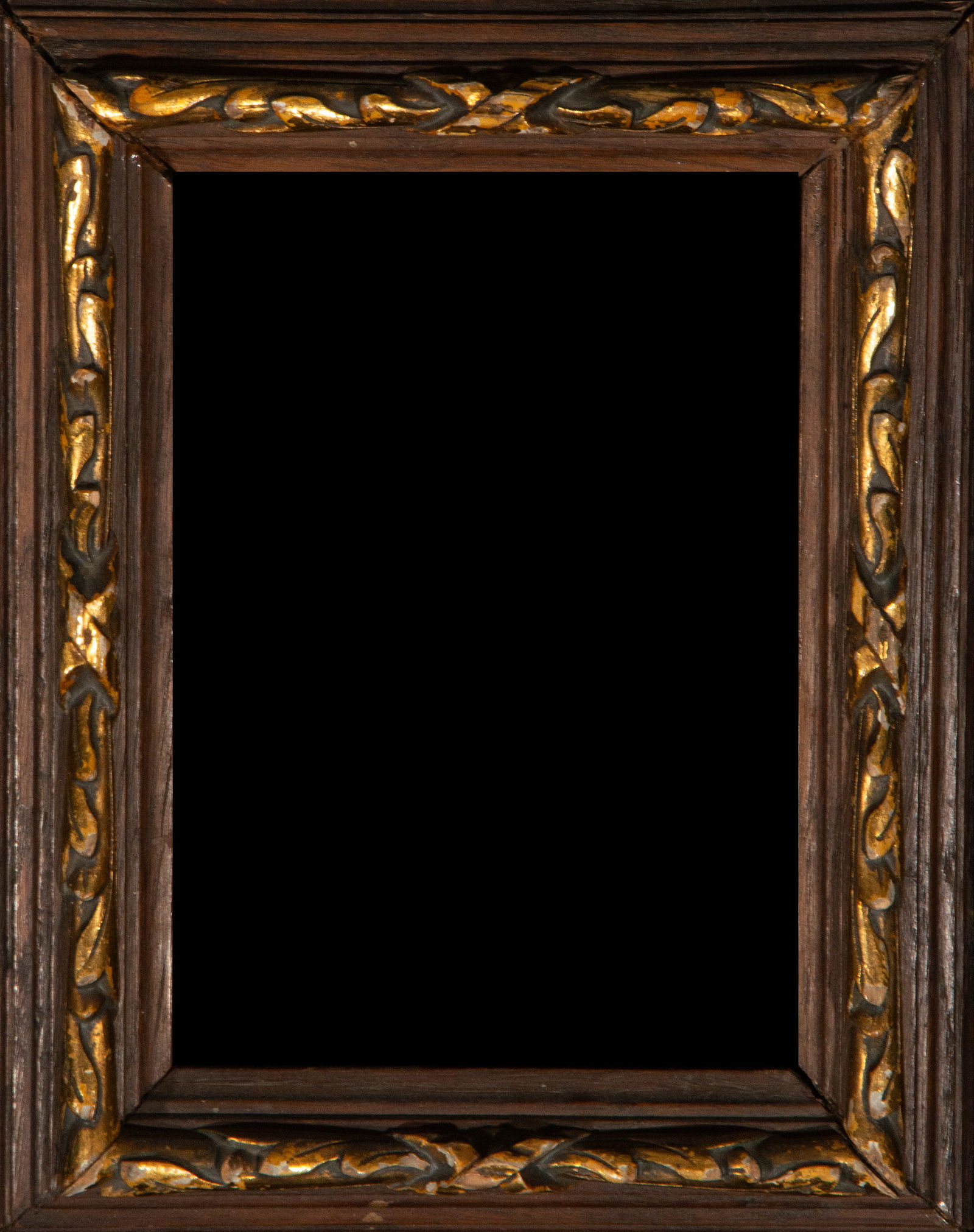 Partially gilded carved oak frame with plant decoration, 19th century (1 of 2)
