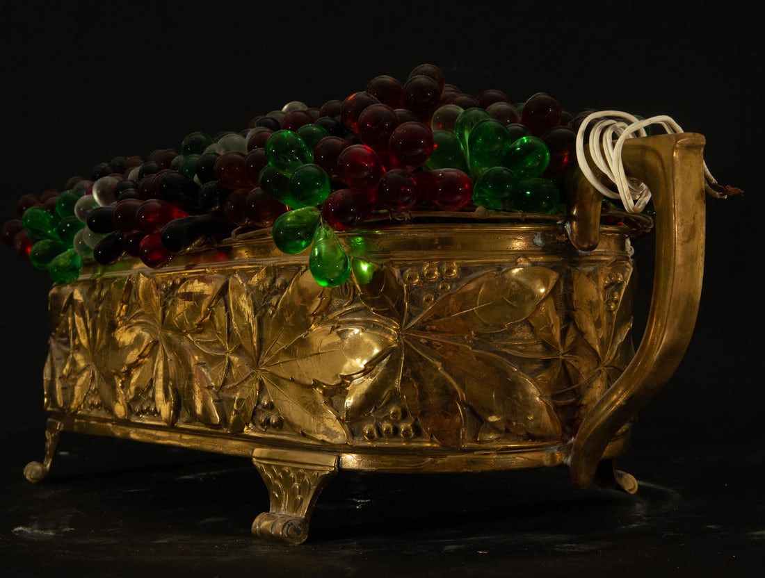 Brass center and polychrome glass grapes, 19th century (1 of 5)