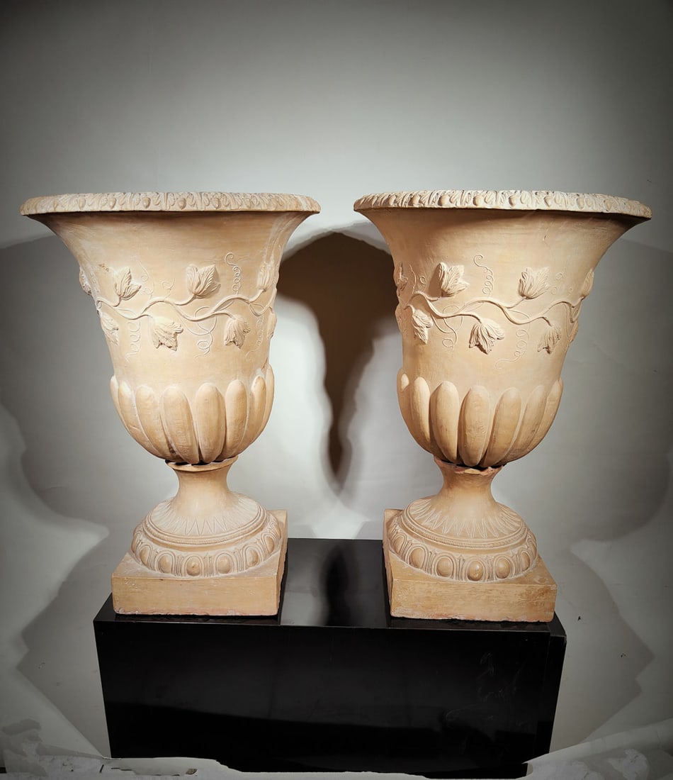 Pair of Decorative Terracotta Vases, 19th century (1 of 4)