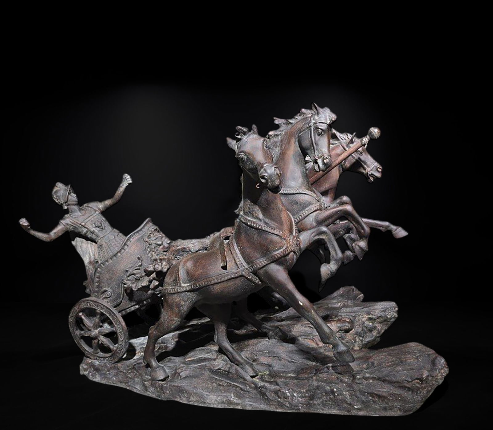 Large Roman bronze quadriga, Italy, 20th century (1 of 5)