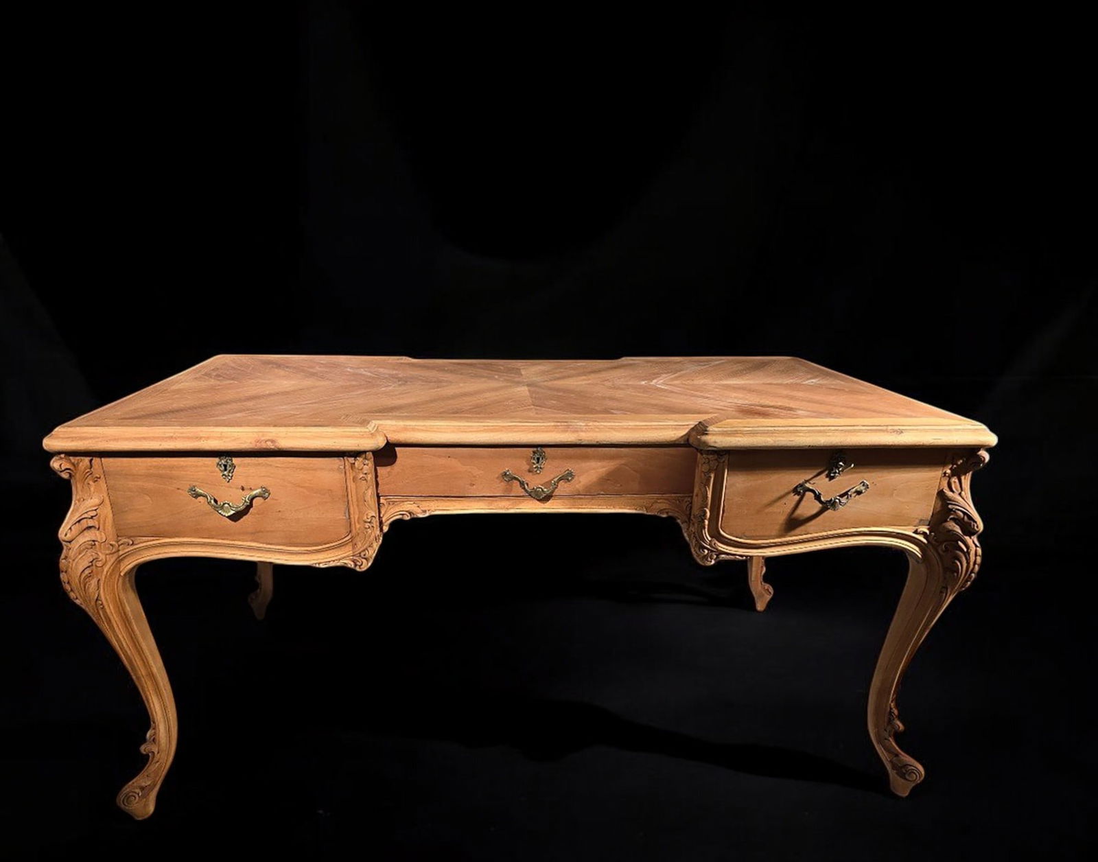 Cherry wood desk with bronze details, France, 19th century (1 of 5)