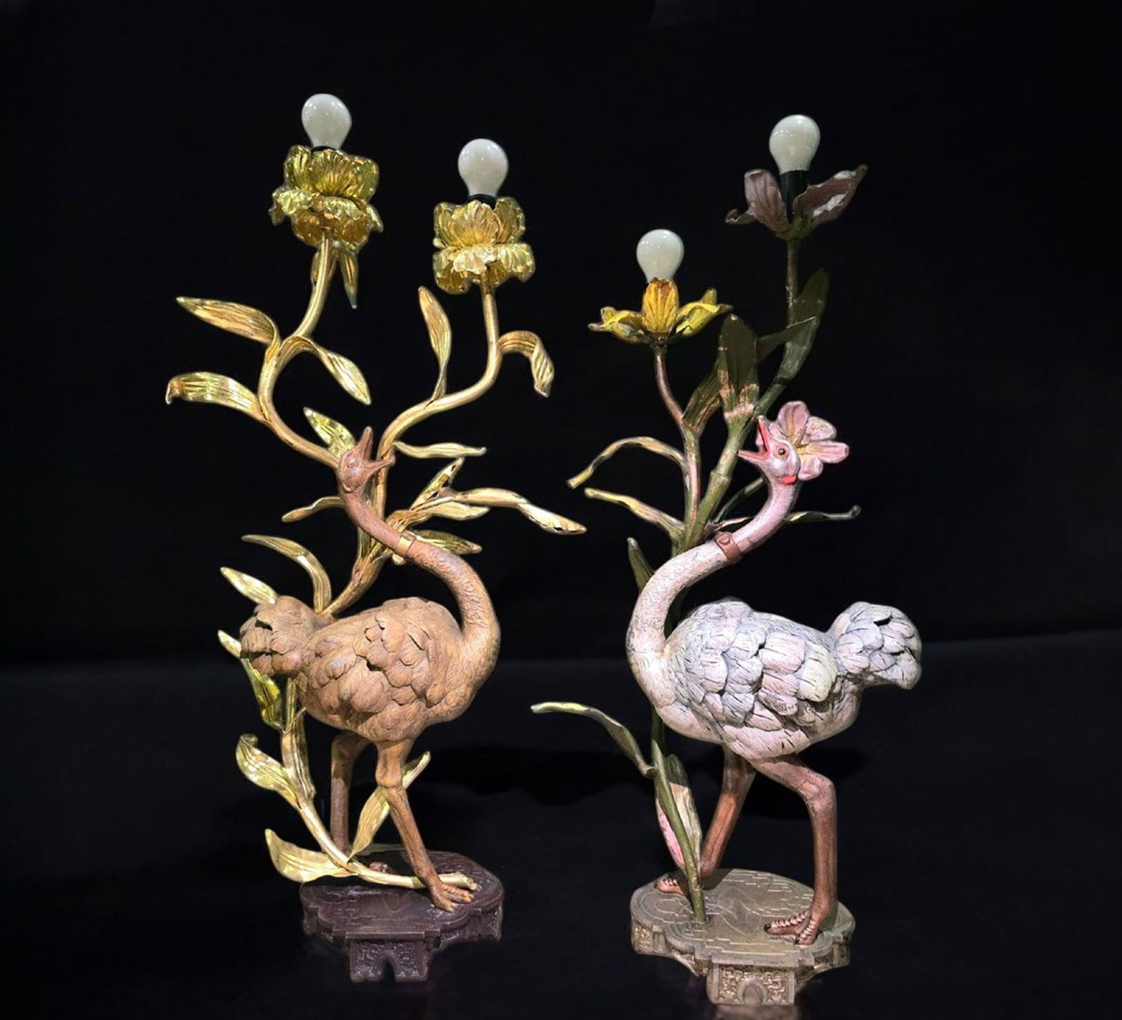 Pair of decorative ostrich-shaped lamps, 20th century (1 of 7)