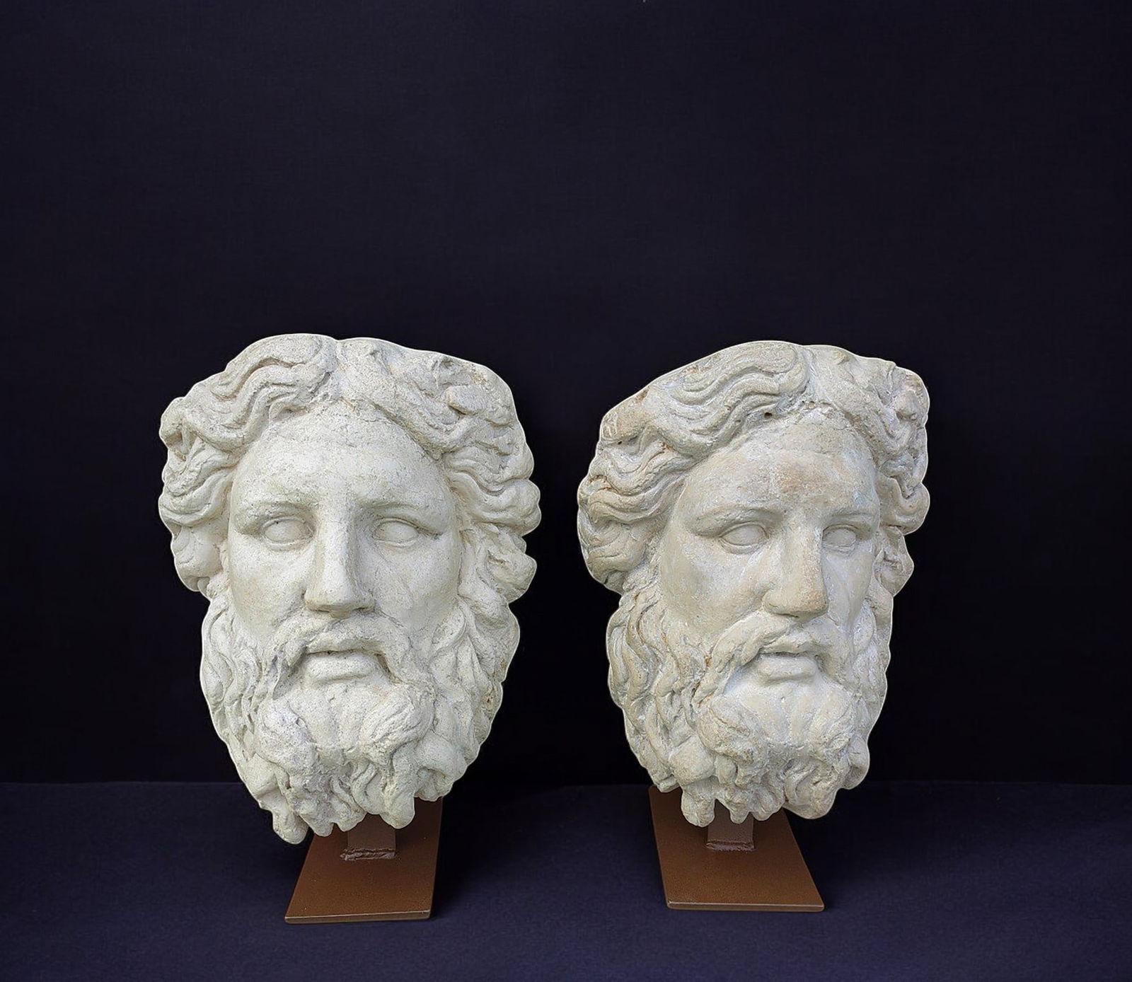 Pair of heads of classical thinkers, Italy, c.1950 (1 of 4)