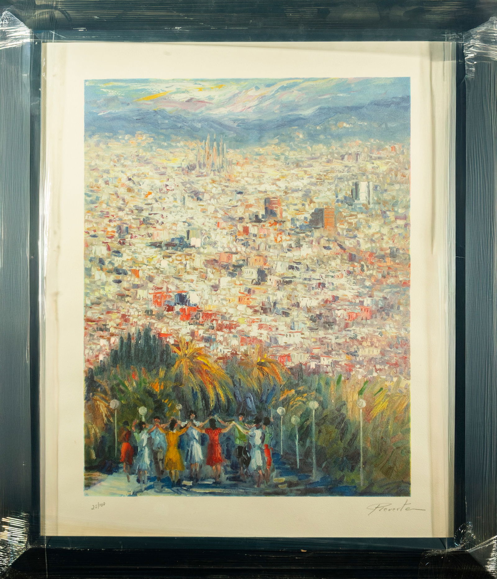 Juan Antonio Reverte Oliva (Murcia, 1943 – Barcelona, ??2014) - Sardana at Can Baro: Lithograph signed and numbered in pencil by the artist. 25/100. Dimensions: 55 x 65 cm.