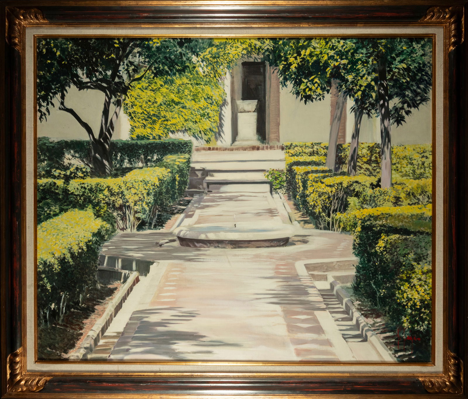 ISIDORO L?ZARO FERRE (1949) - View with fountain: Oil on canvas. Measurements: 81 x 100 cm.