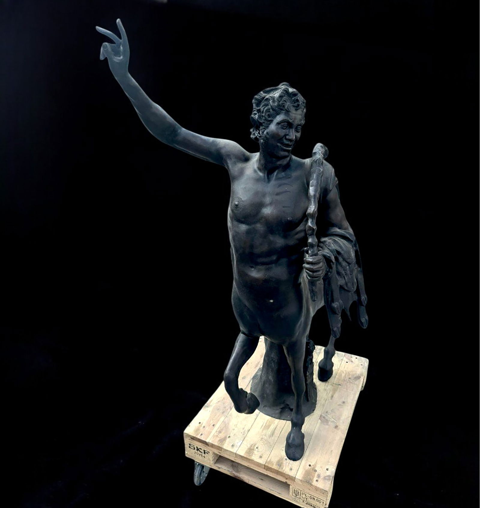 French School of the 20th Century - Young Centaur, Signed: "GIBARDIEU": Patinated bronze with lost wax technique. Measurements: 150 cm (height). Early 1900s signed: GIBARDIEU on plinth, brown patinated bronze, replica of the Roman copy of the famous 2nd century AD Helleni