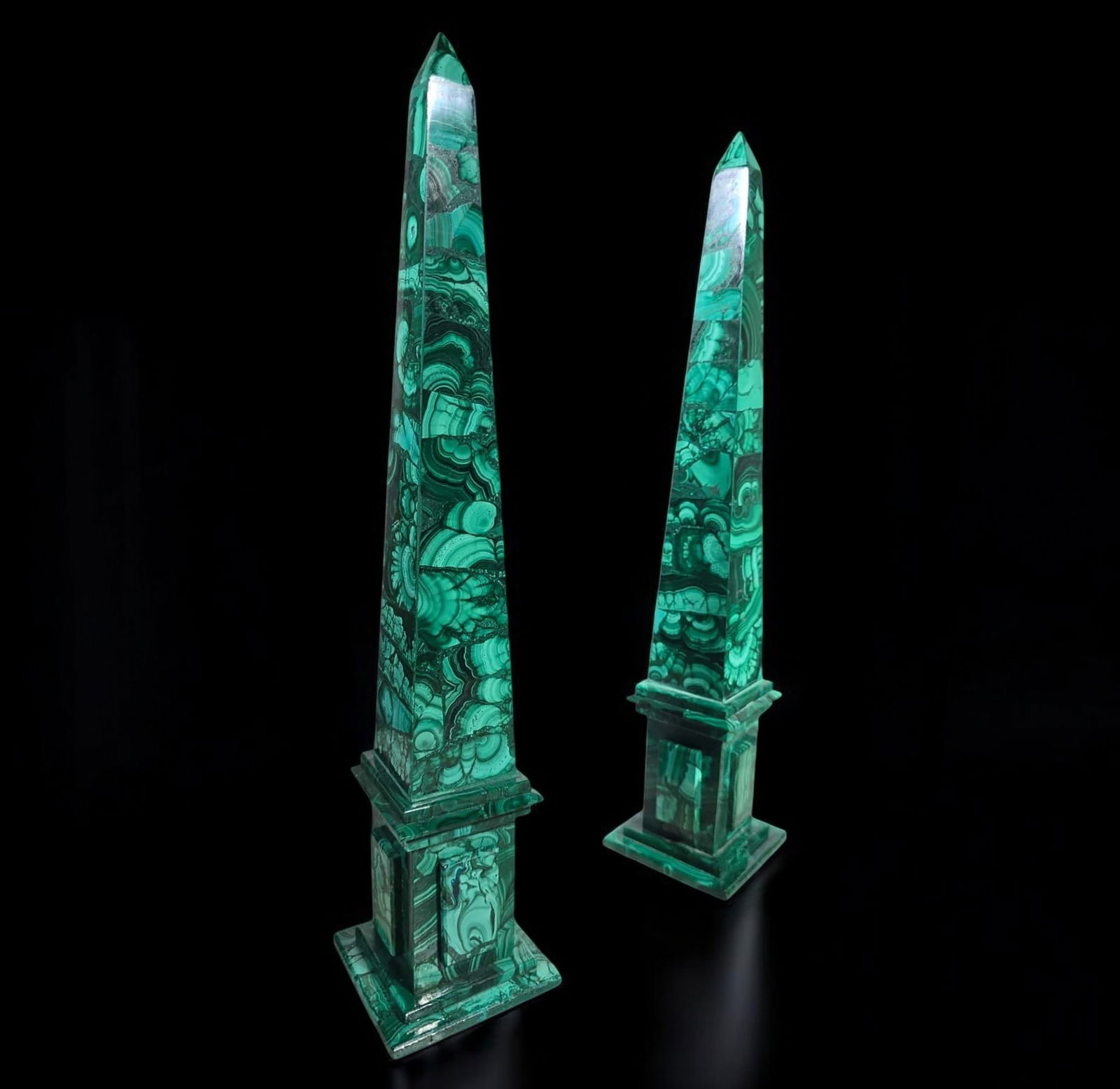 Pair of malachite obelisks, 20th century (1 of 7)