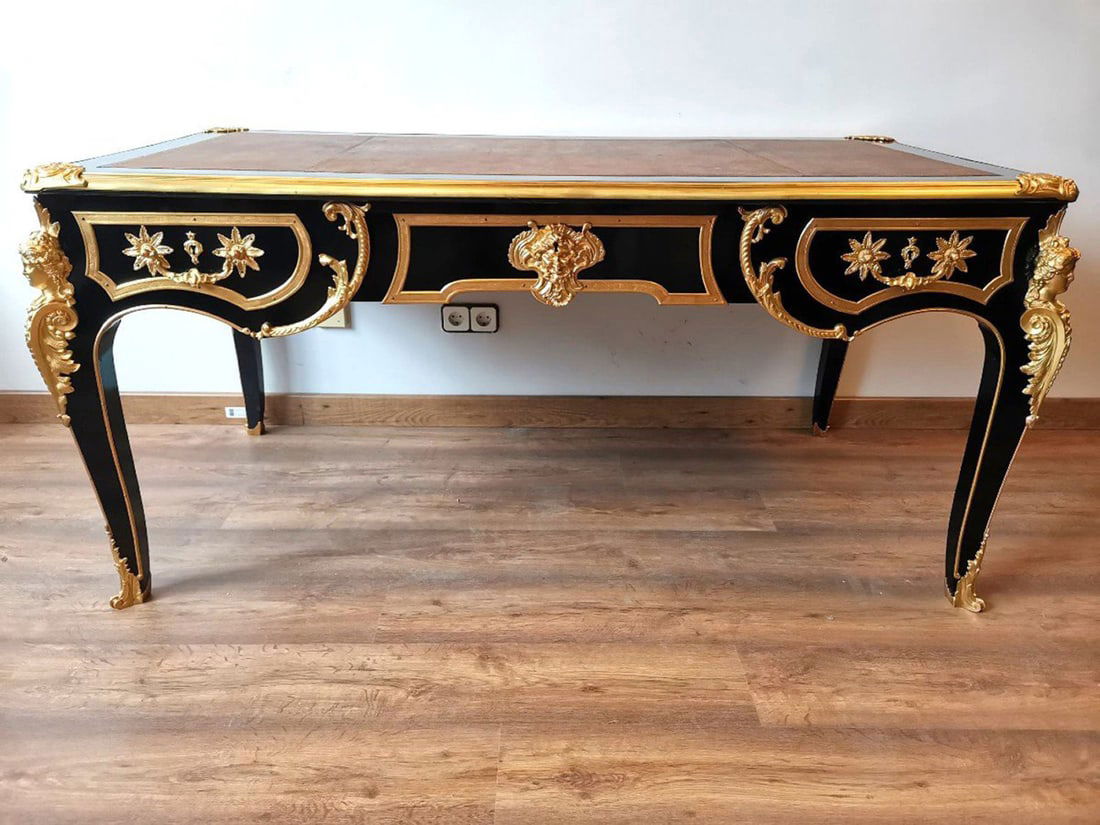 Important Regency Flat Black Lacquered Desk XII (1 of 20)