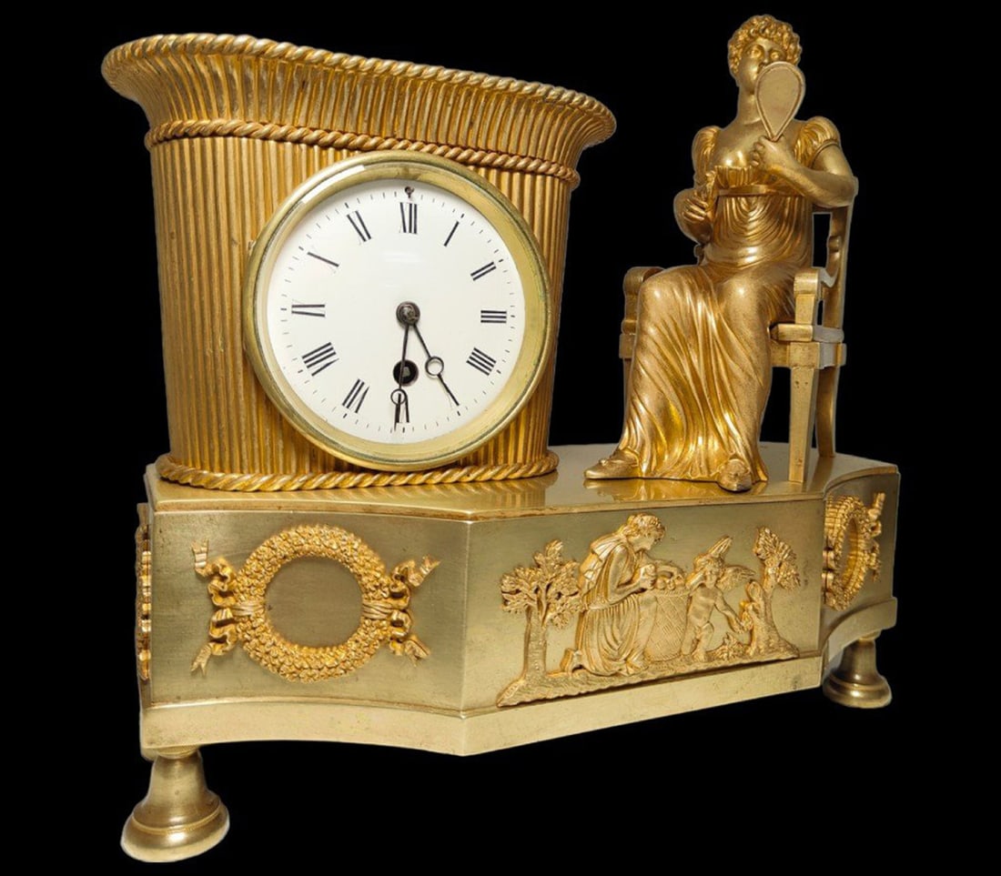 French gilt bronze table clock, 19th century (1 of 8)