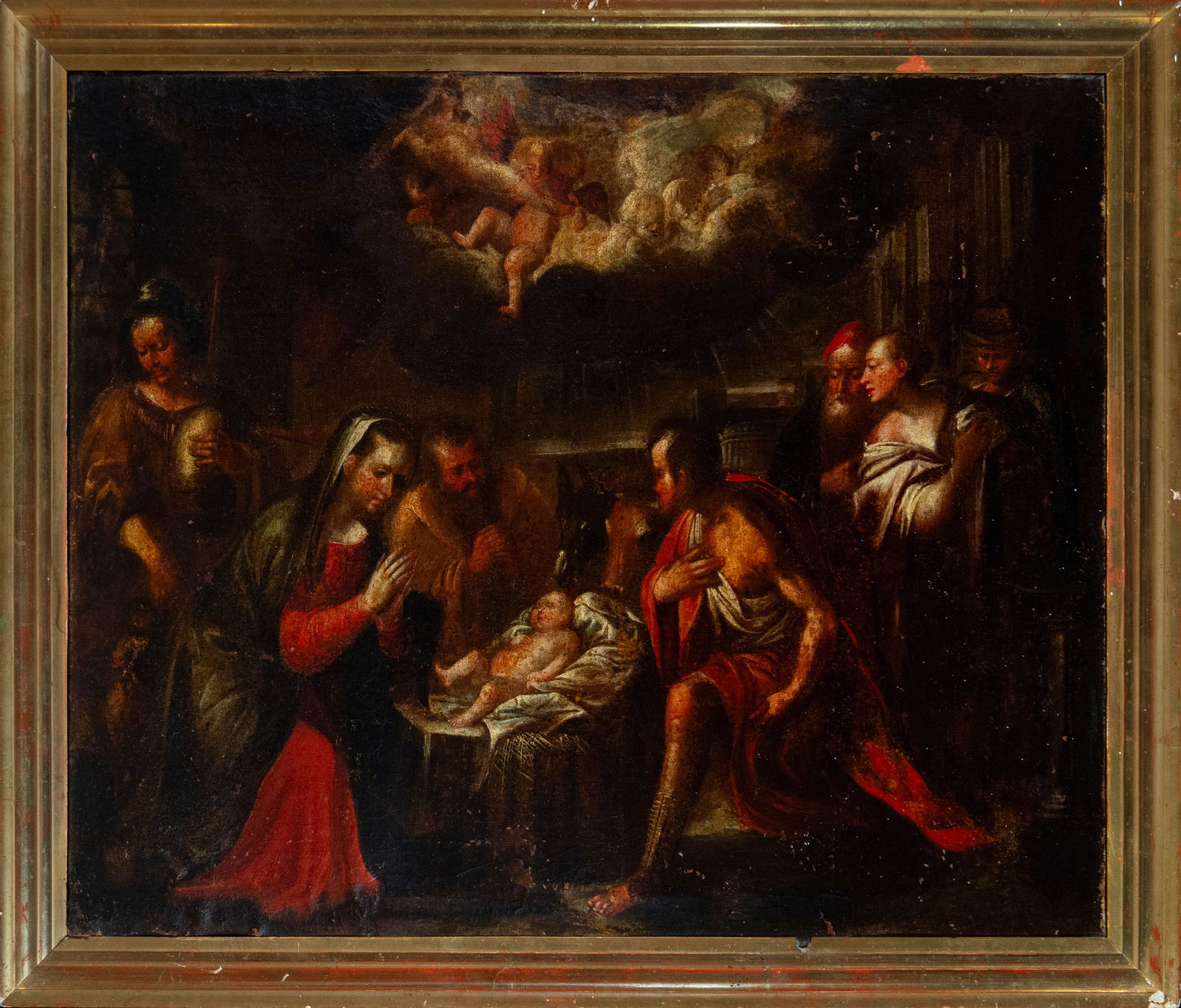 Oil painting on canvas The Nativity, Adoration of the Shepherds, 17th century (1 of 7)