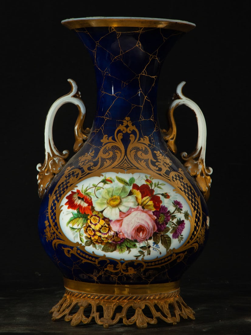 Sèvres porcelain vase with gilt bronze foot, 19th century (1 of 4)