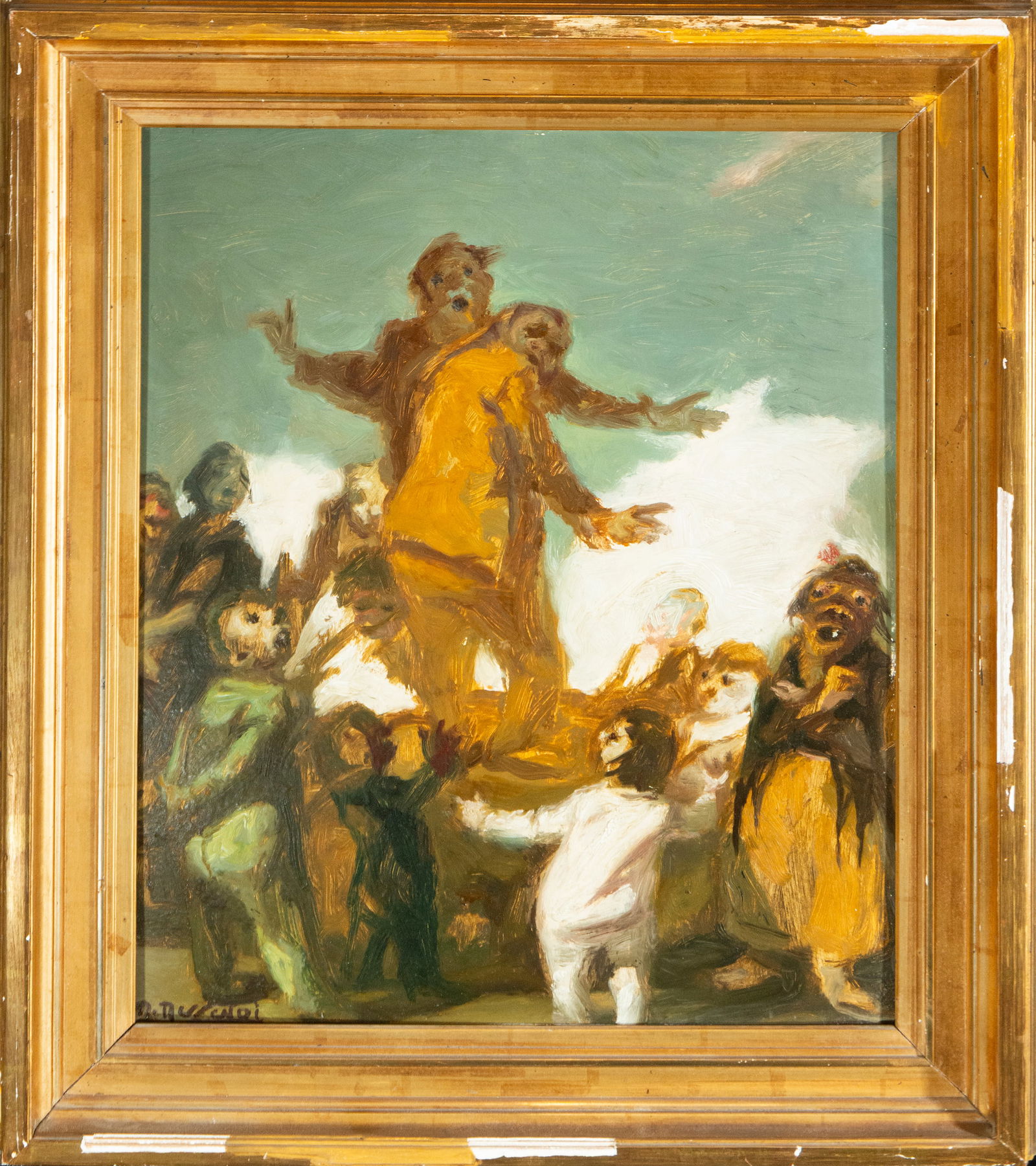 Scene with Figures. Signed Baldomero Ressendi. Spanish School. 20th Century. (1 of 6)