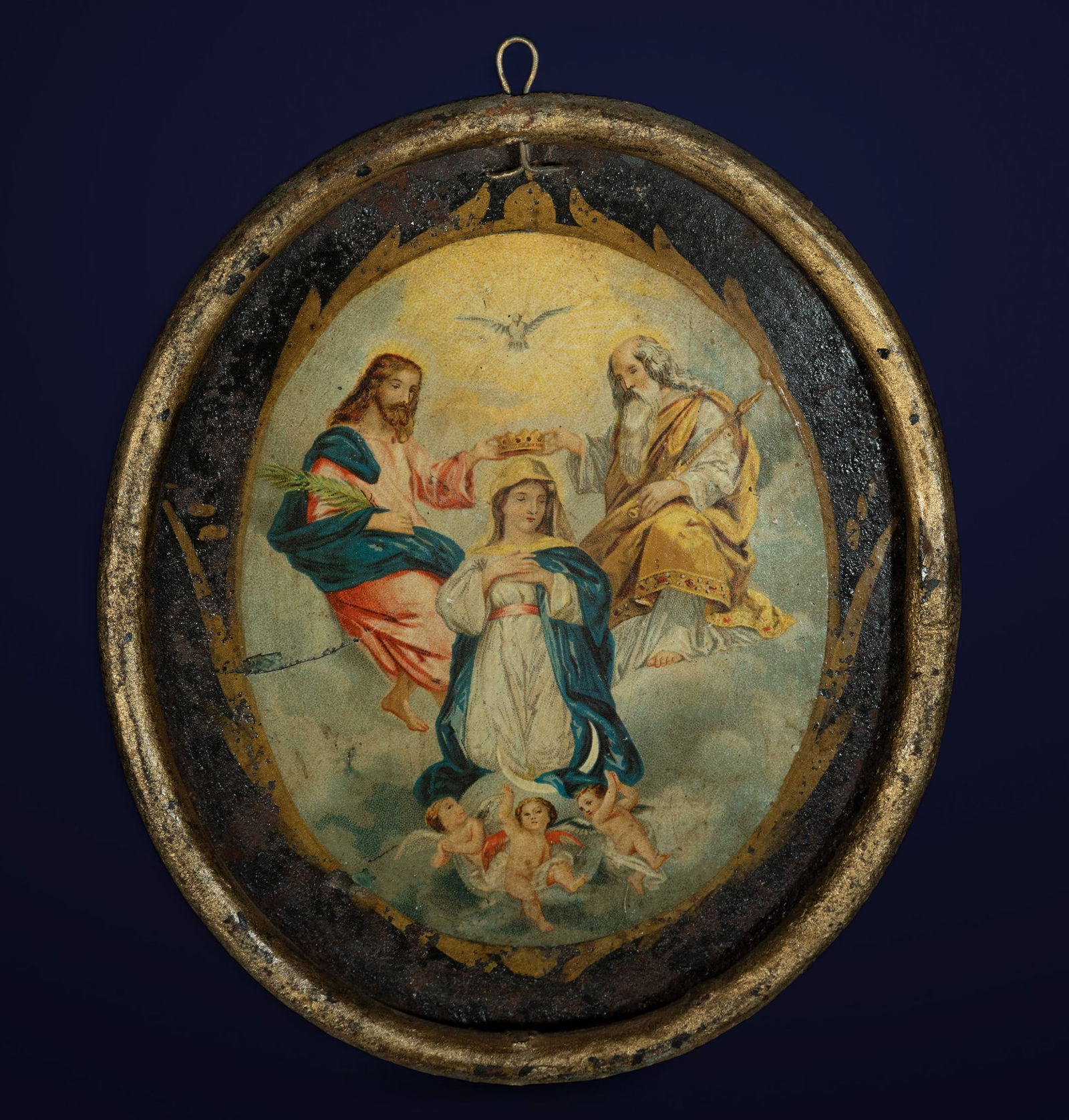 Bronze medallion of the coronation of the Virgin: 18 x 15 cm