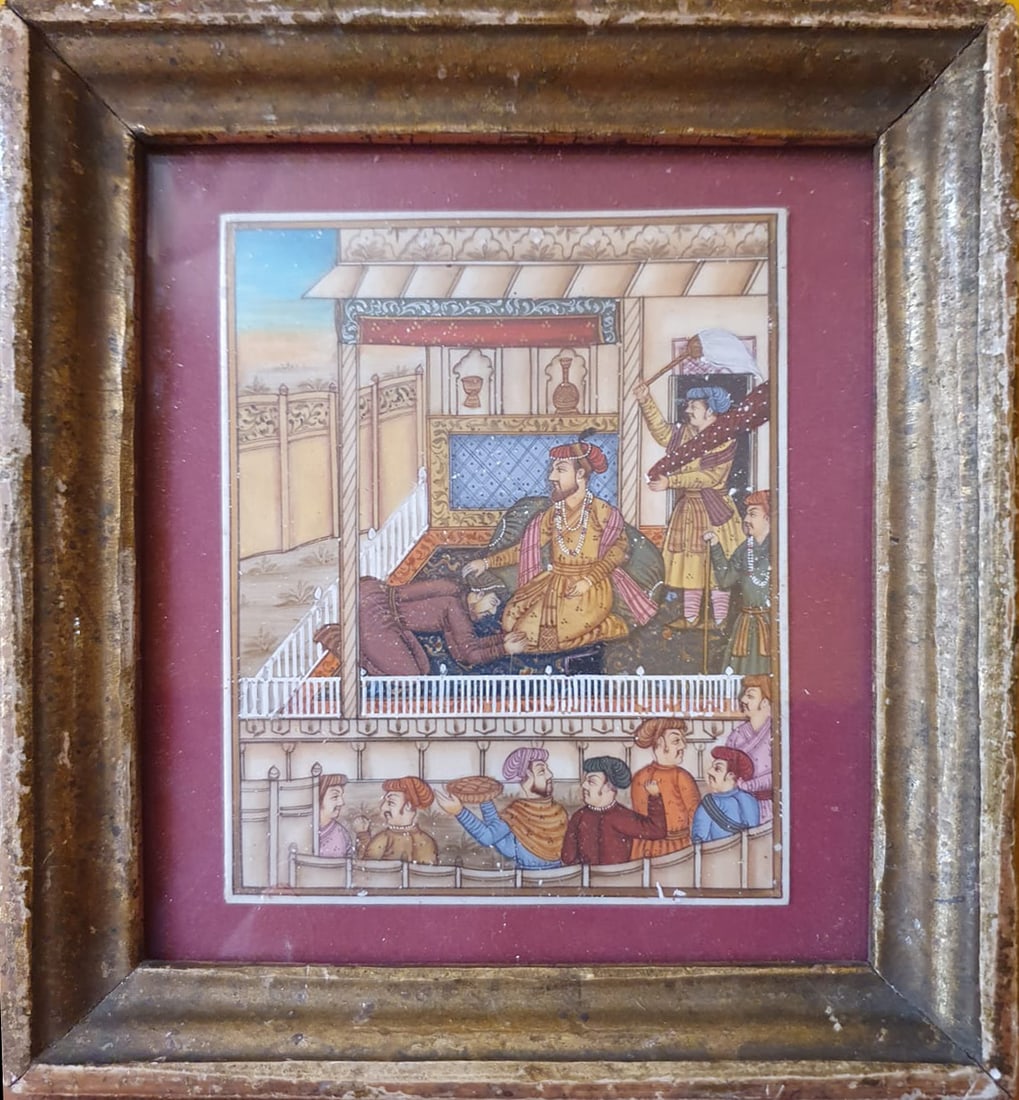 19th century Indian colonial Mughal miniature with an Indian prince (1 of 2)