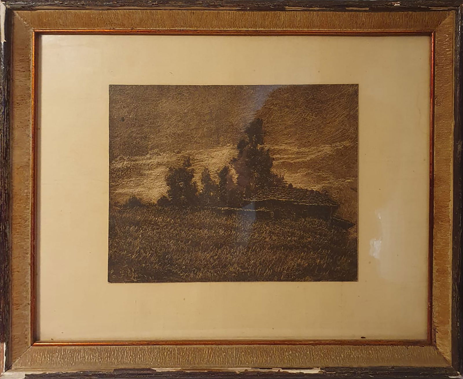 Corrado Filippa, (Agliano 1893-1974 Torino) wax on paper - View of Poblado (1 of 3)