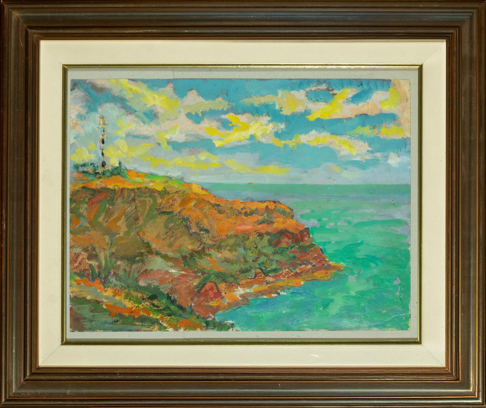 Ion Hagiescu - Sea Cliff - Romanian School - Romania 20th Century: Framed dimensions: Provenance: important European private collection of avant-garde and realist masters from Eastern Europe.