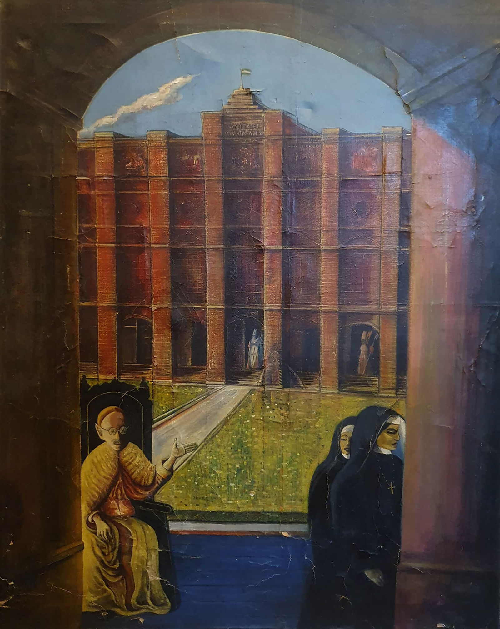 Oil on paper attached to canvas signed Uitz, European school, 20th century: 72x87cm