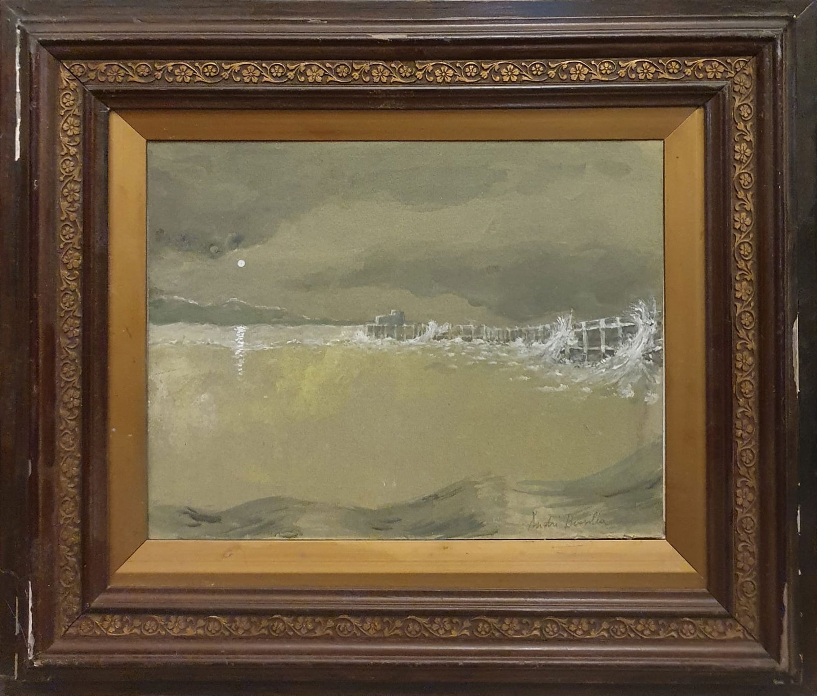 Marine Cliff, in the manner of André Brasilier, signed right corner, 20th century French school (1 of 3)