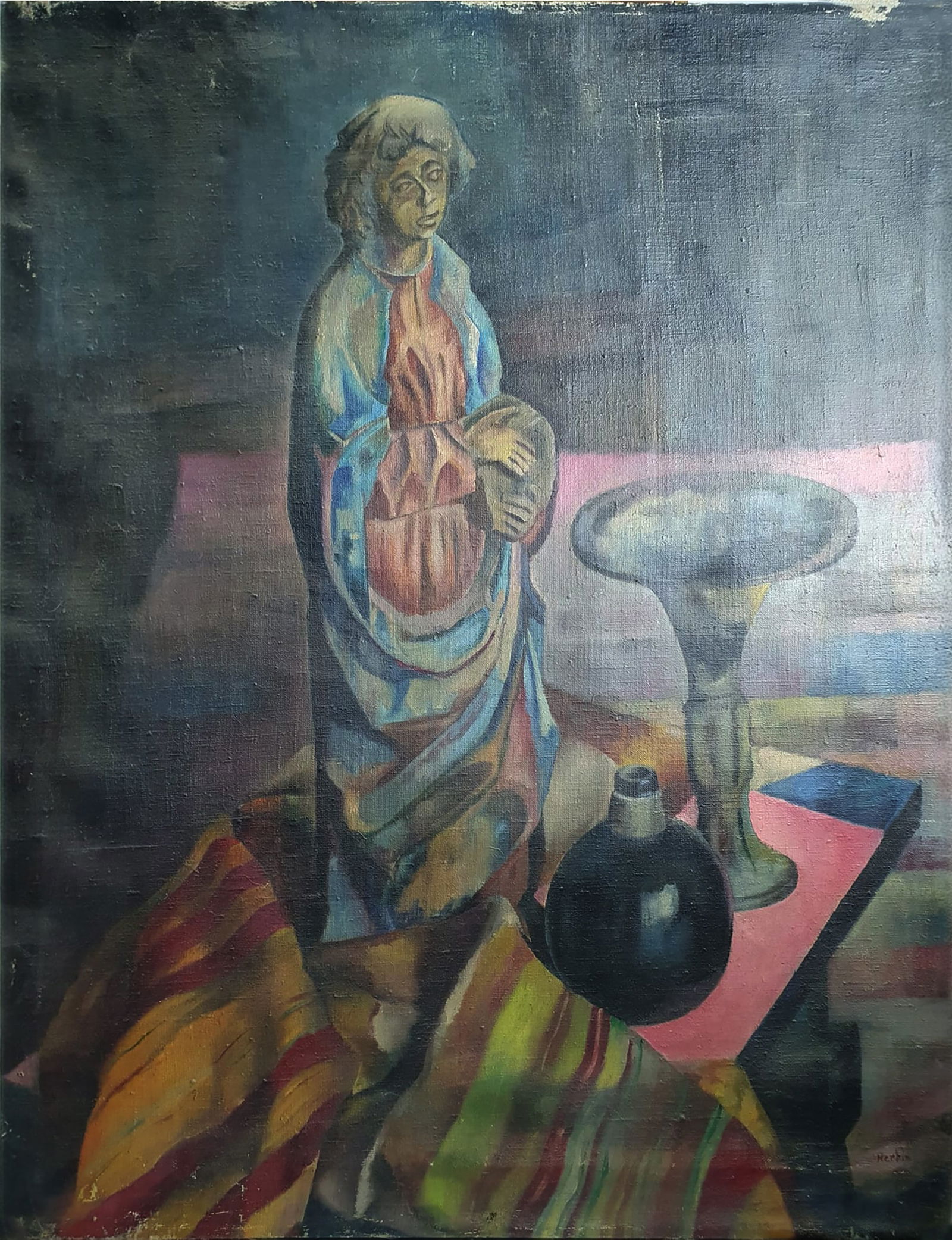 Oil on canvas signed Herbin, 20th century (1 of 5)