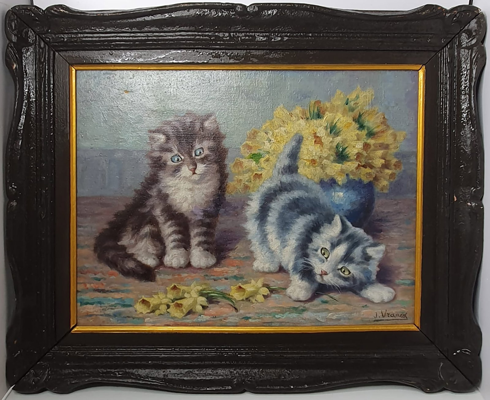 Portrait of Cats - Signed - Oil on canvas (1 of 4)