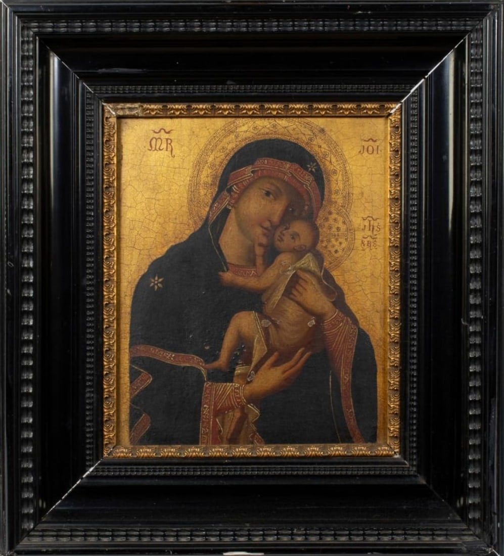 Spectacular and Beautiful Icon of the Madonna Veneto Cretan, Greece-Macedonia 19th century (1 of 7)