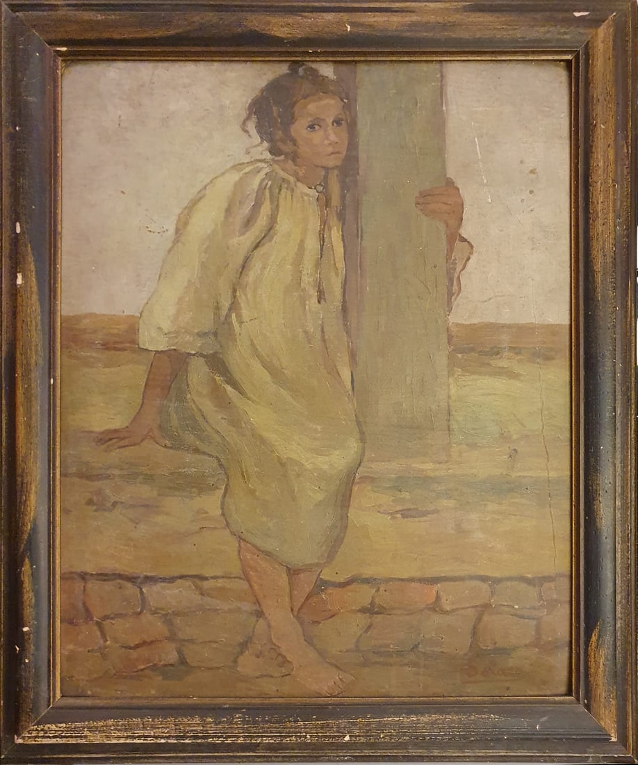 Seated Girl - SOLANO, SIGNED, 19TH-20TH C AMERICAN OR SPANISH SCHOOL: Oil on tablex, 60 x 70 cm